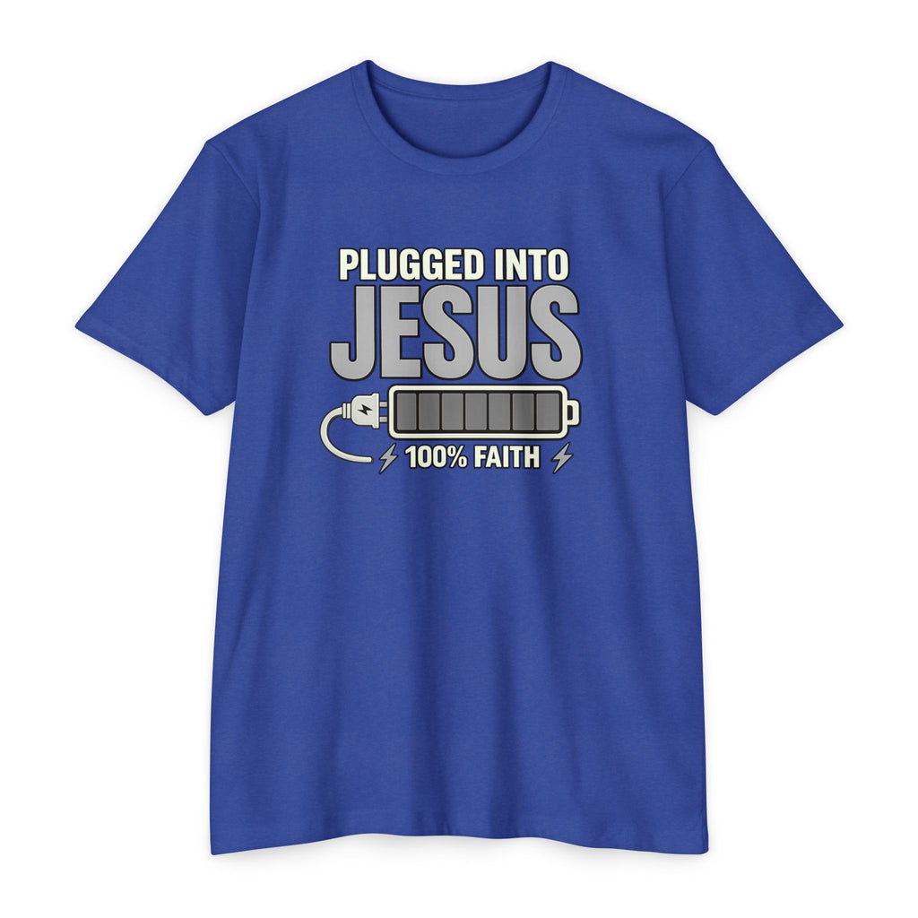Women "Plugged Into Jesus" Faith Inspired Tee