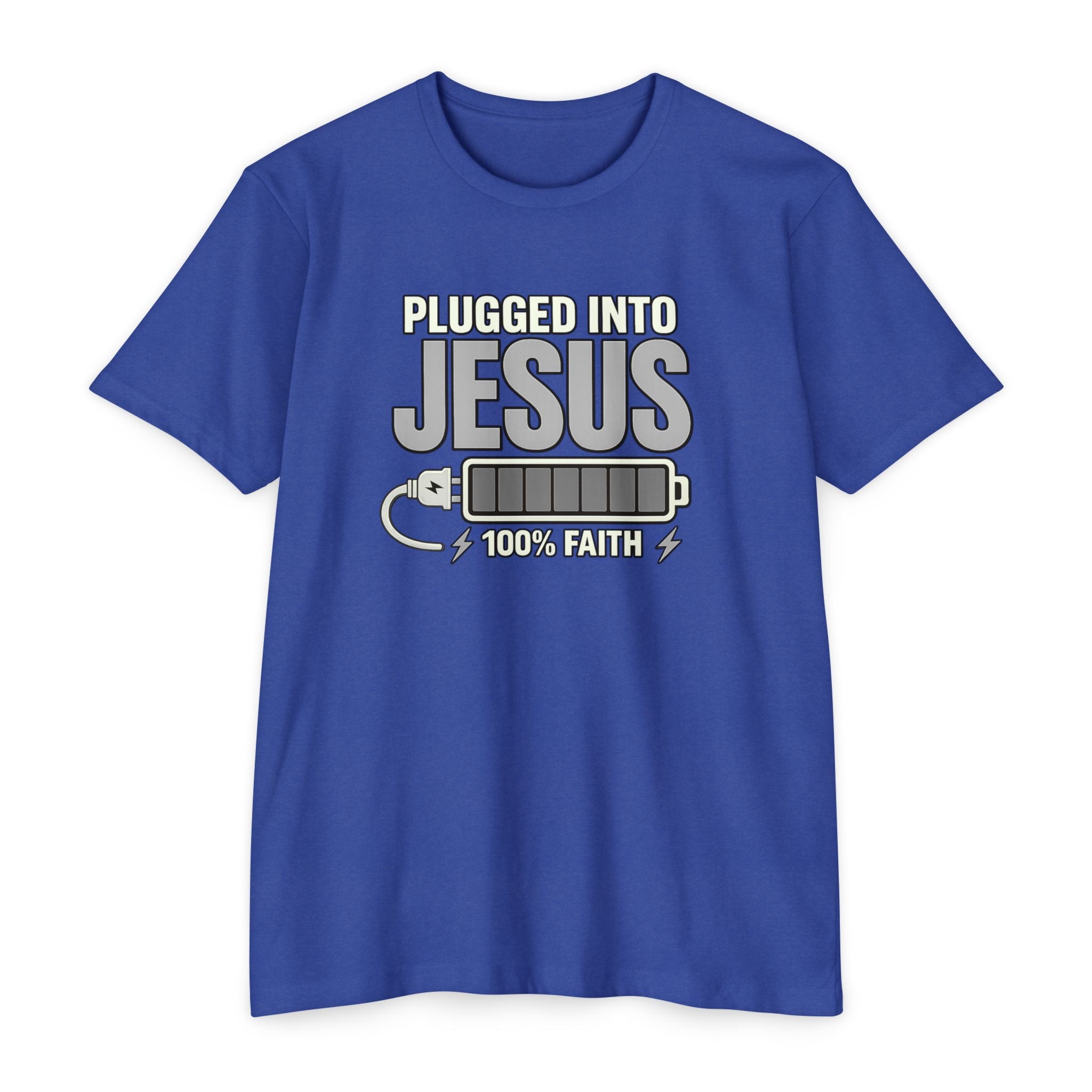 Women "Plugged Into Jesus" Faith Inspired Tee