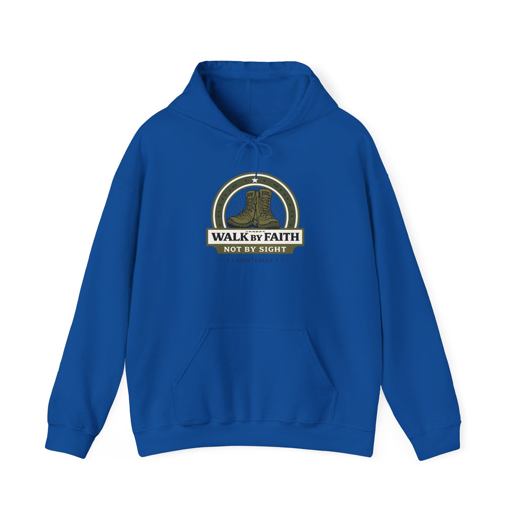 Mens Walk By Faith Hoodie – Inspirational Christian Faith Sweatshirt