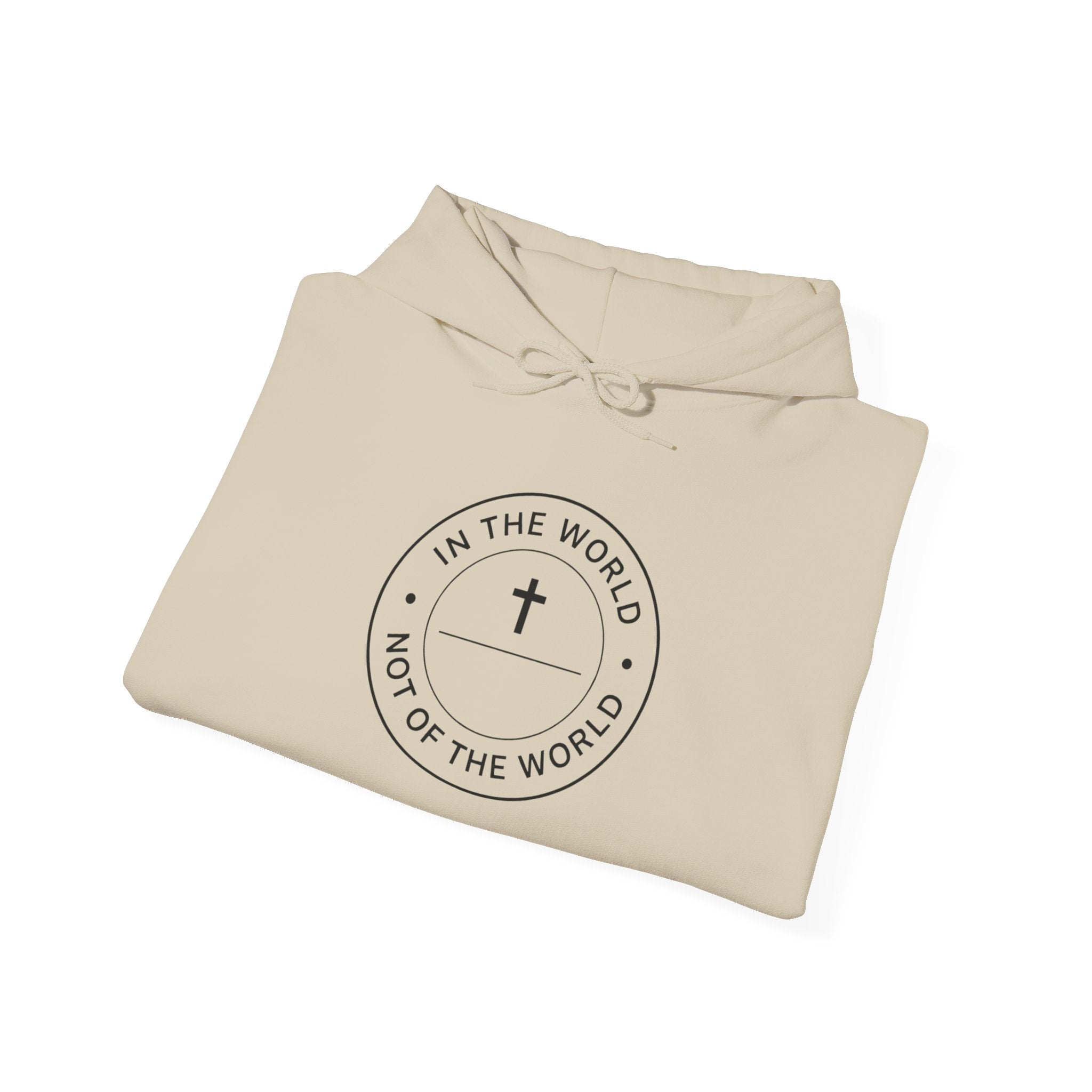 Men Christian Hoodie — “In the World, Not of the World” Cross Pullover