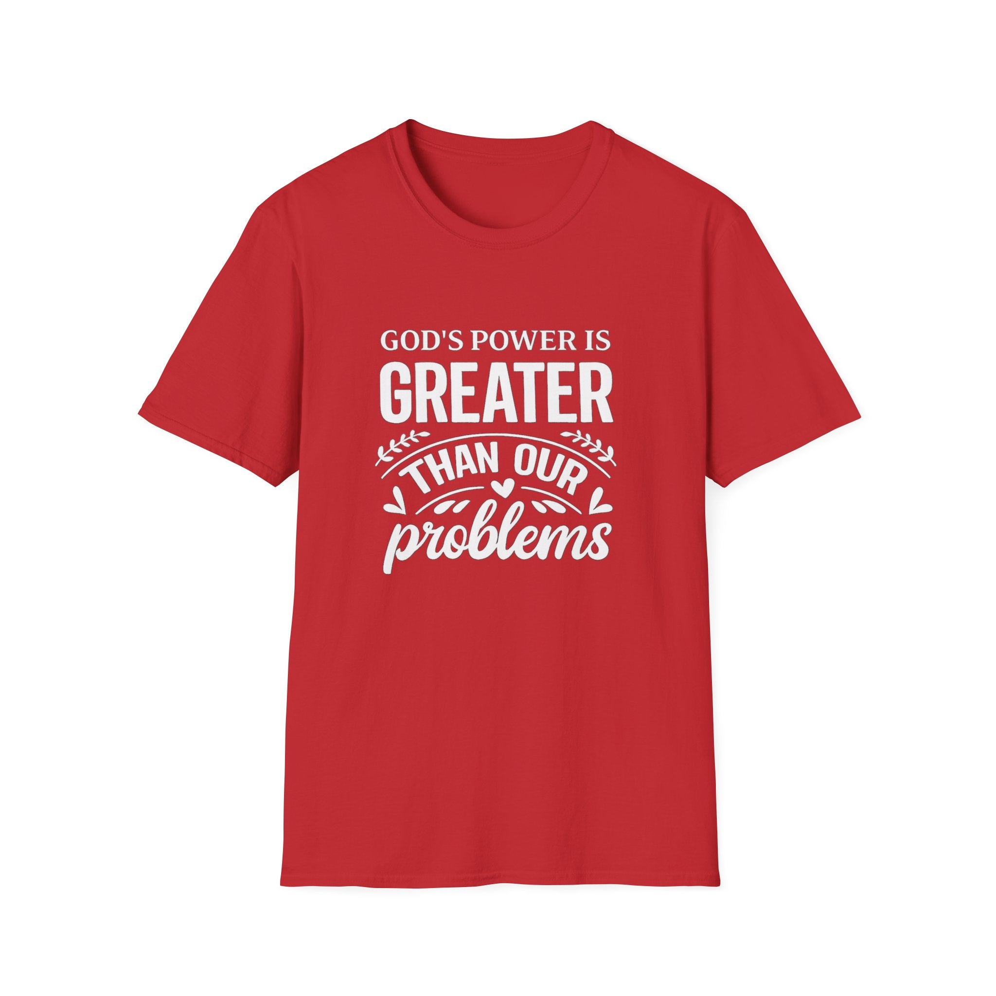 Womens Christian Faith T-Shirt — "God's Power Is Greater Than Our Problems" Inspirational Tee