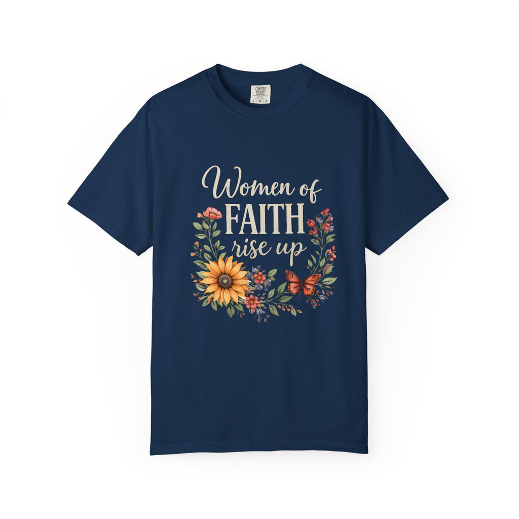 Women of Faith Rise Up T-Shirt — Floral Christian Inspirational Tee