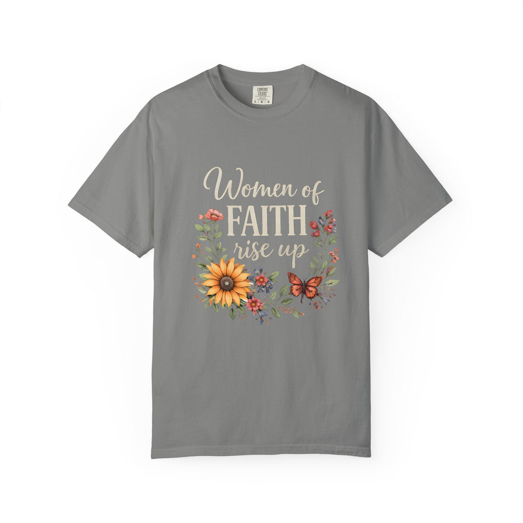 Women of Faith Rise Up T-Shirt — Floral Christian Inspirational Tee