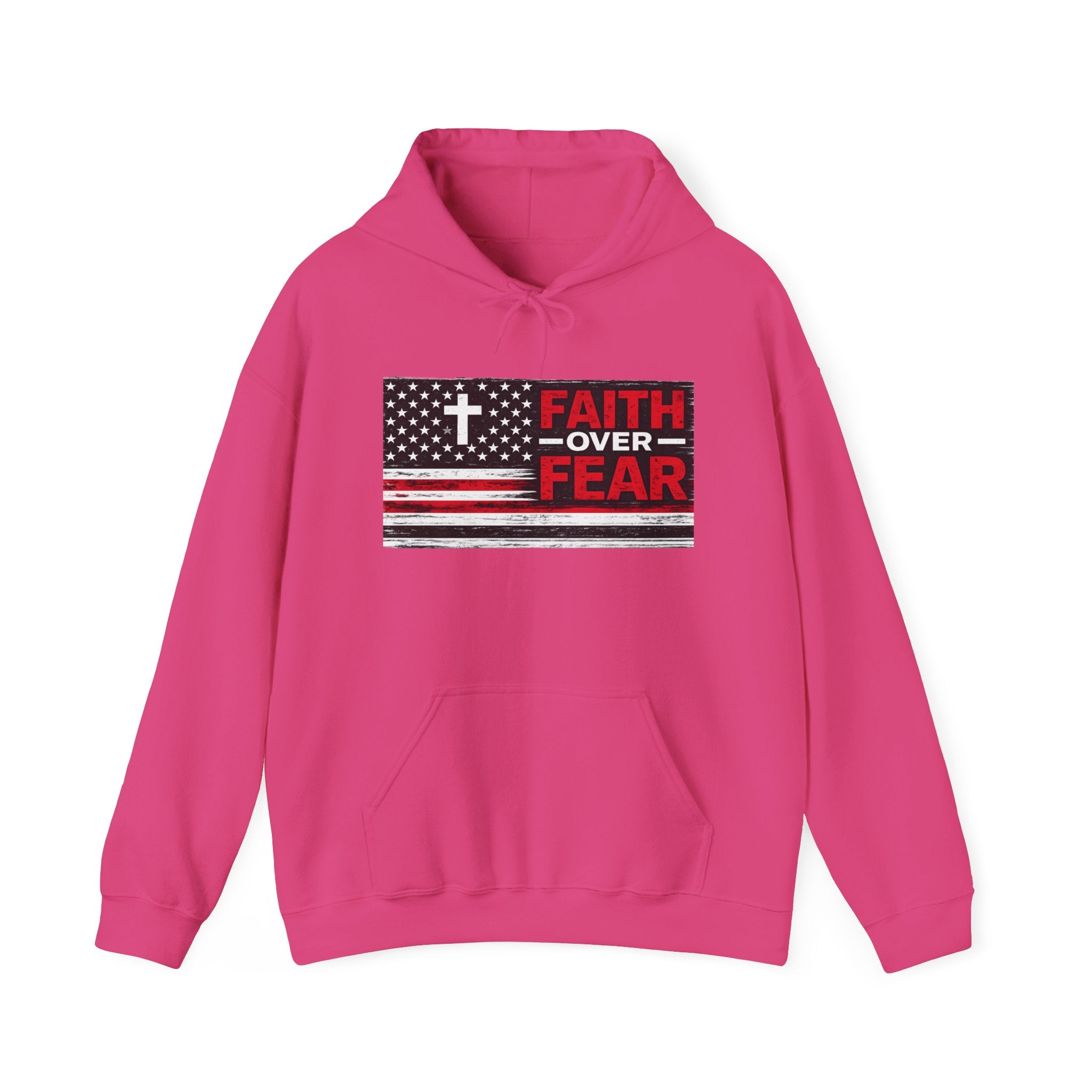 Faith Over Fear Hoodie — Christian Flag Cross Pullover
