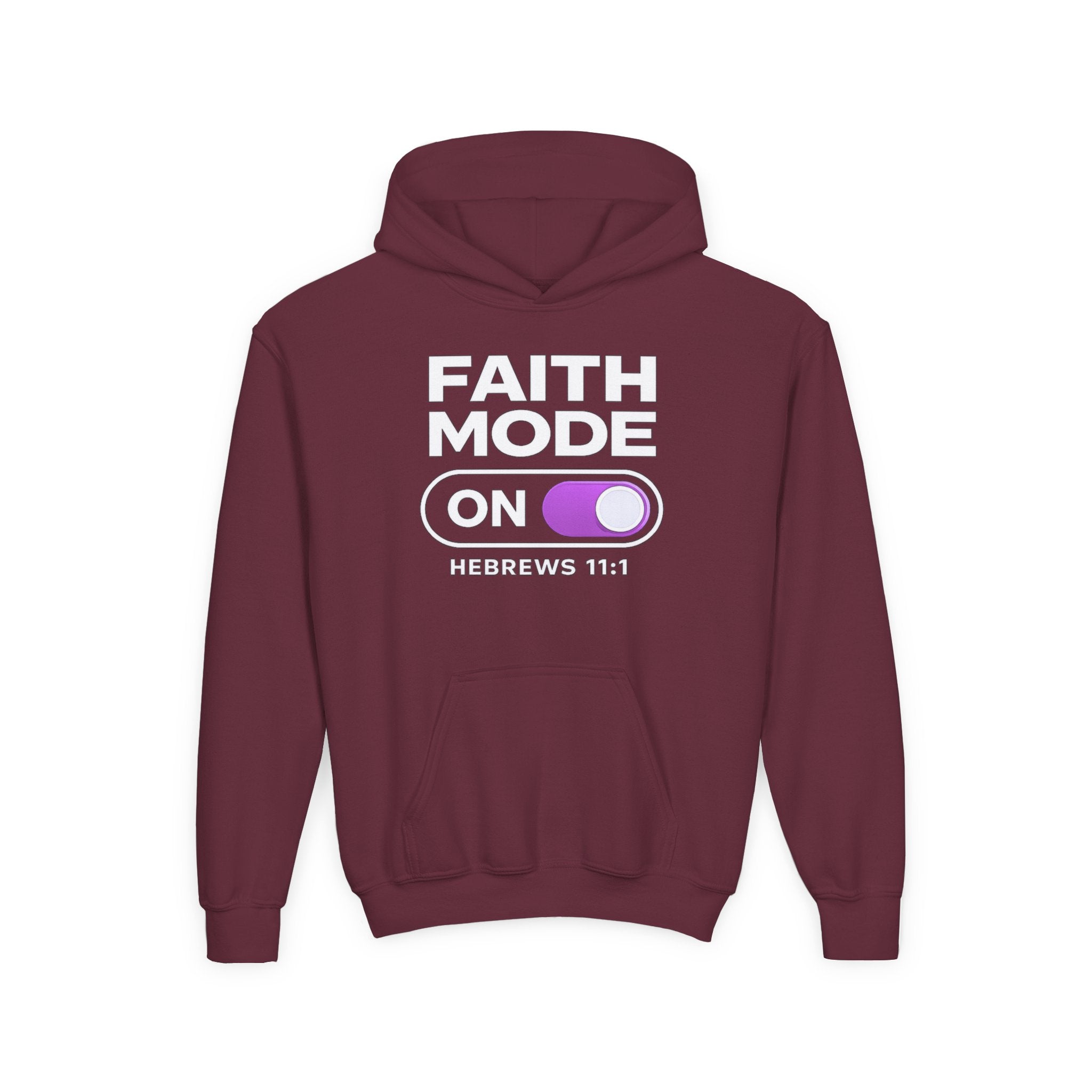 Faith Mode Hoodie - "Faith Mode On" Youth Christian Pullover (Hebrews 11:1)