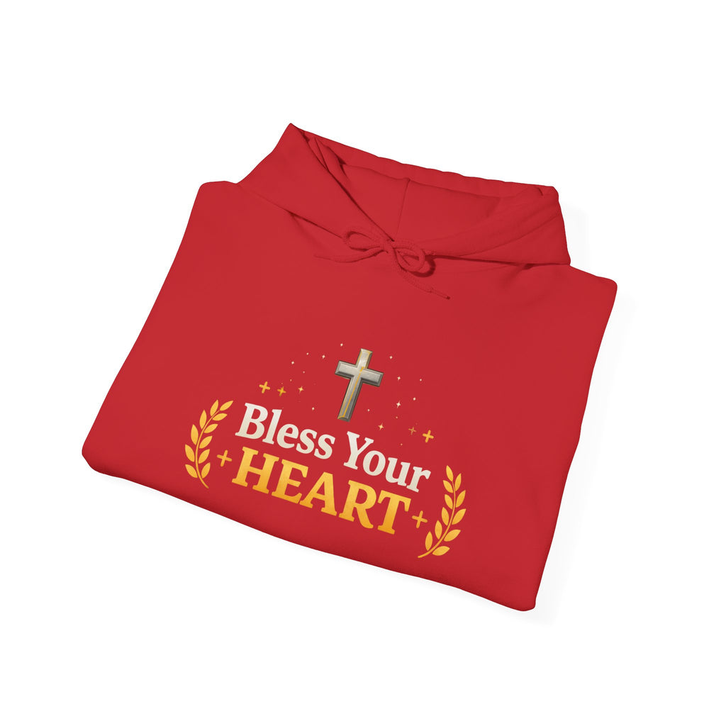 Womens Bless Your Heart Hoodie  Christian Cross Faith Pullover