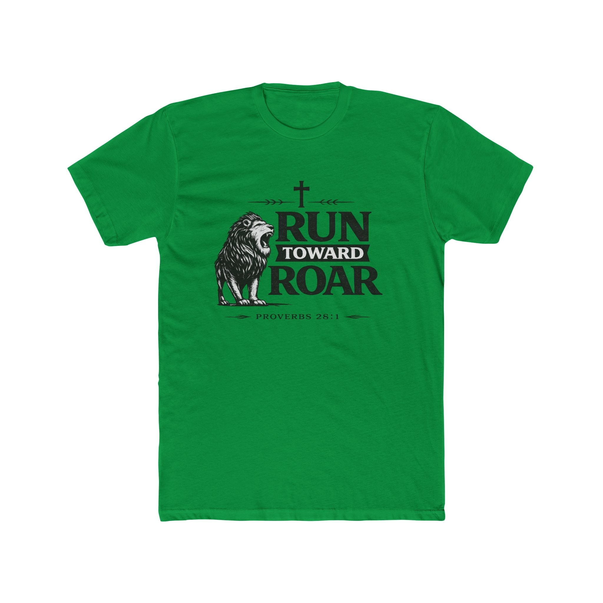 Run Toward Roar Lion Tee | Christian Scripture Proverbs 28:1 Shirt