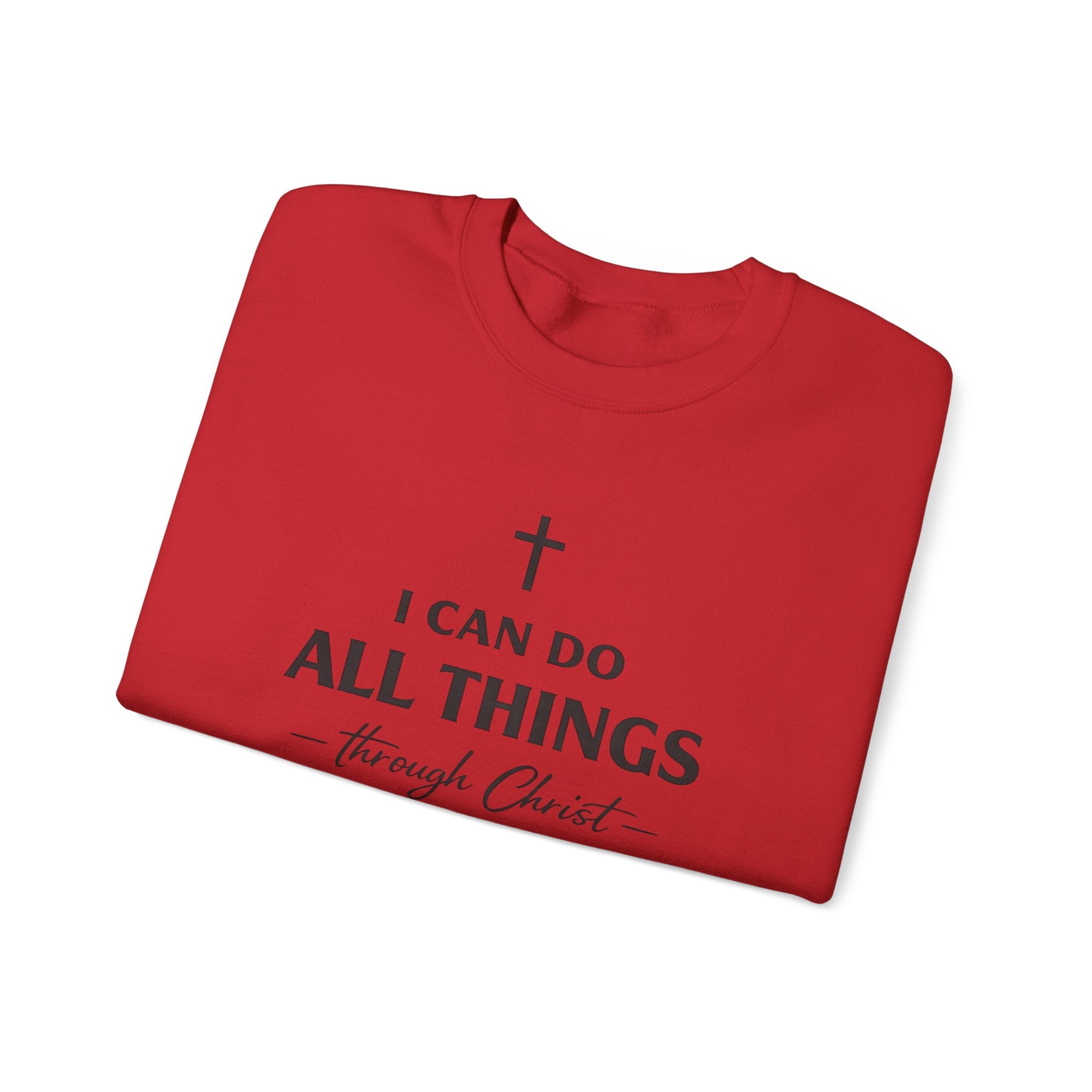 Womens Christian Crewneck Sweatshirt - "I Can Do All Things Through Christ" Inspirational Faith Pullover