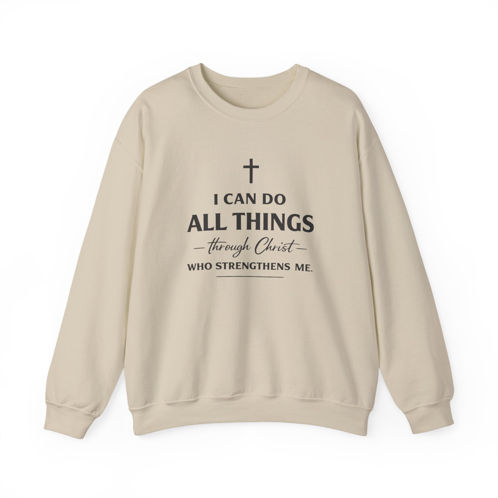 Womens Christian Crewneck Sweatshirt - "I Can Do All Things Through Christ" Inspirational Faith Pullover