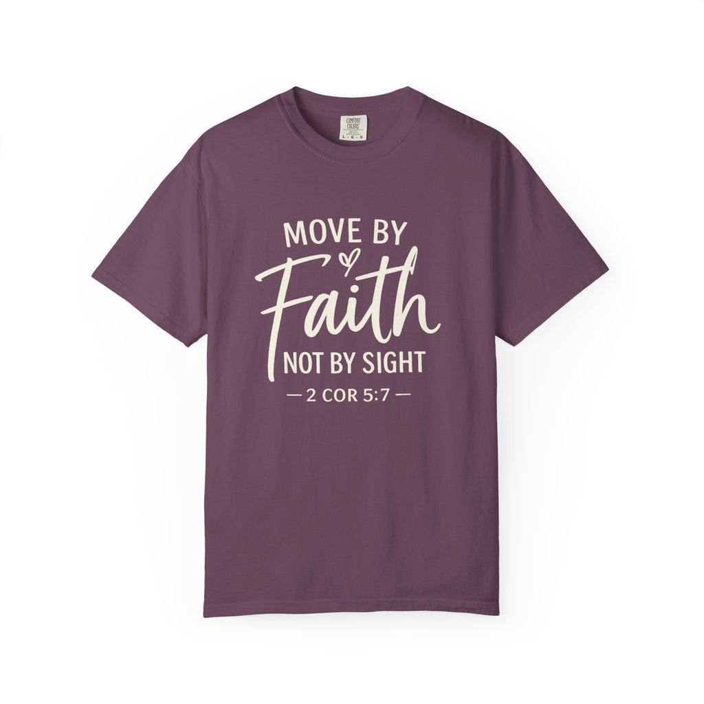 Move By Faith Not By Sight Minimal White Graphic Tee (Subtle Script Design)