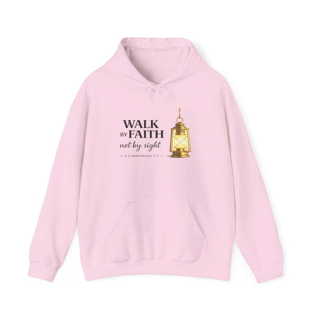 Womens Faith Lantern Hoodie  "Walk by Faith, not by sight" Christian Prayer Sweatshirt