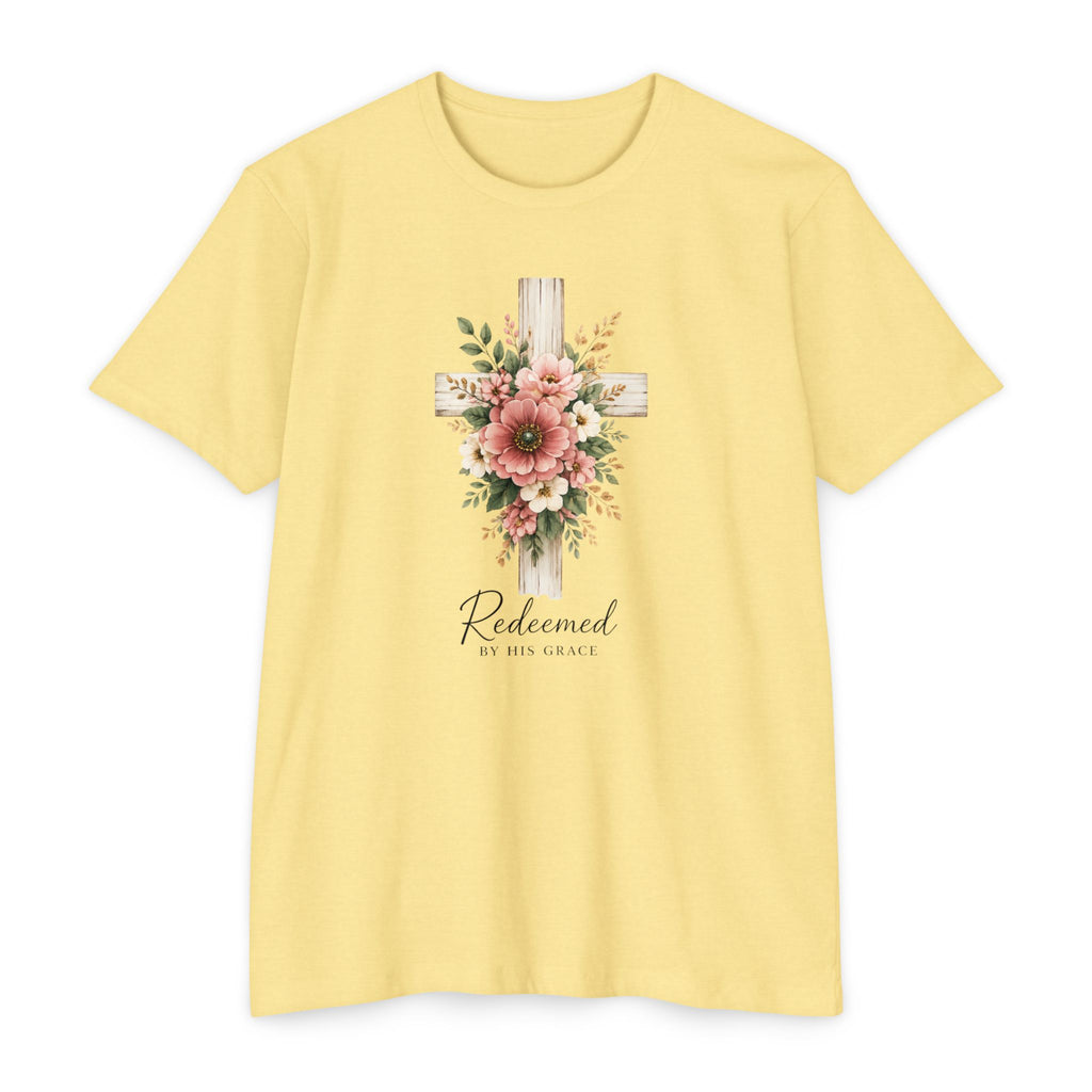 Womens Floral Cross Bouquet T-shirt | Botanical Flower Cross Graphic