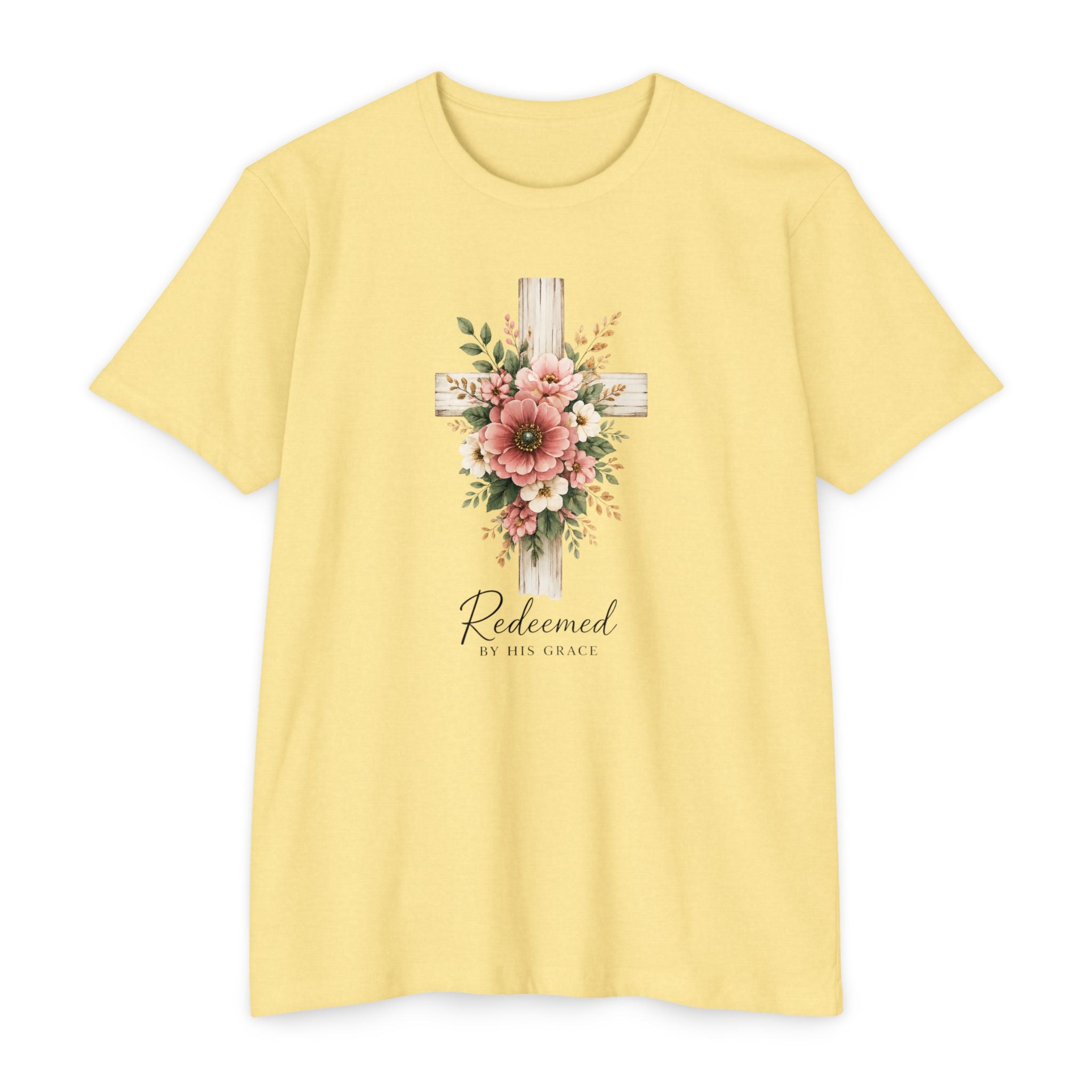 Womens Floral Cross Bouquet T-shirt | Botanical Flower Cross Graphic