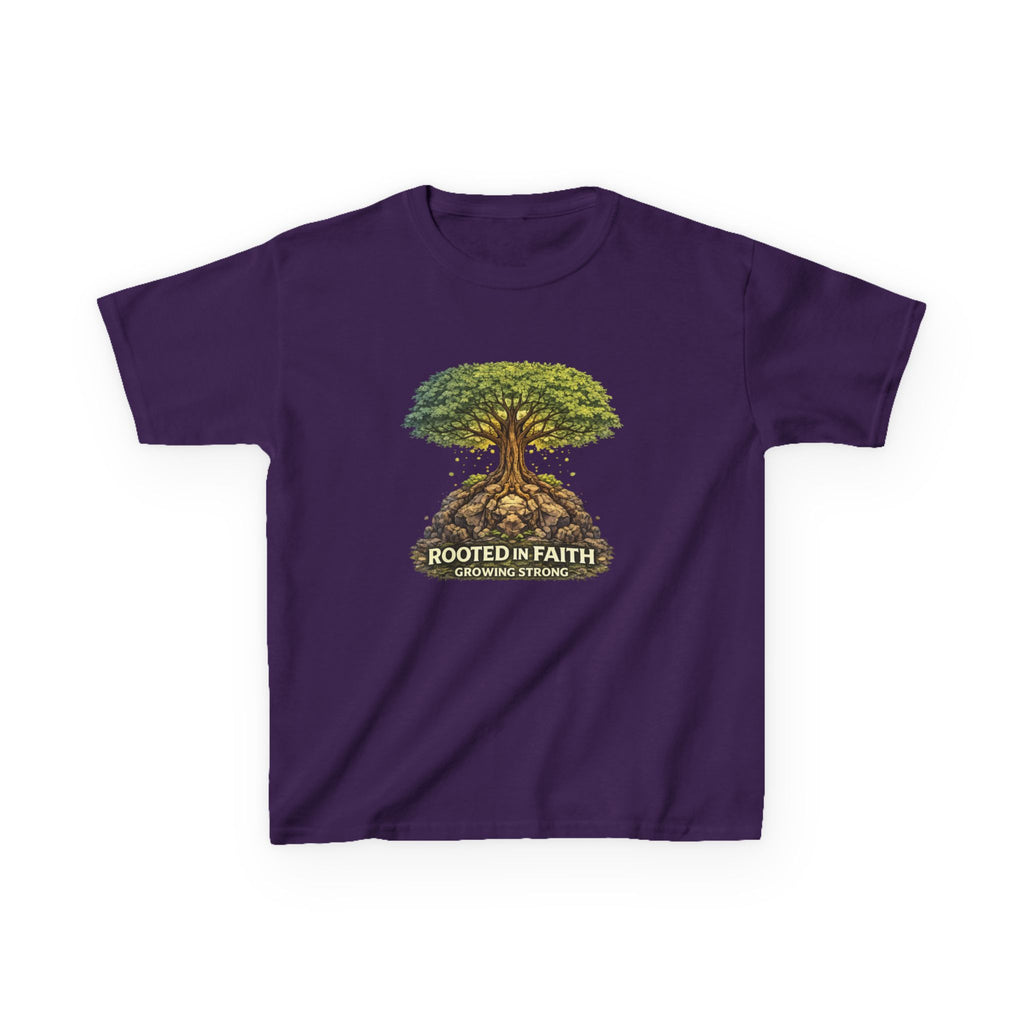 Kids Tee — 'Rooted in Faith' Tree Graphic