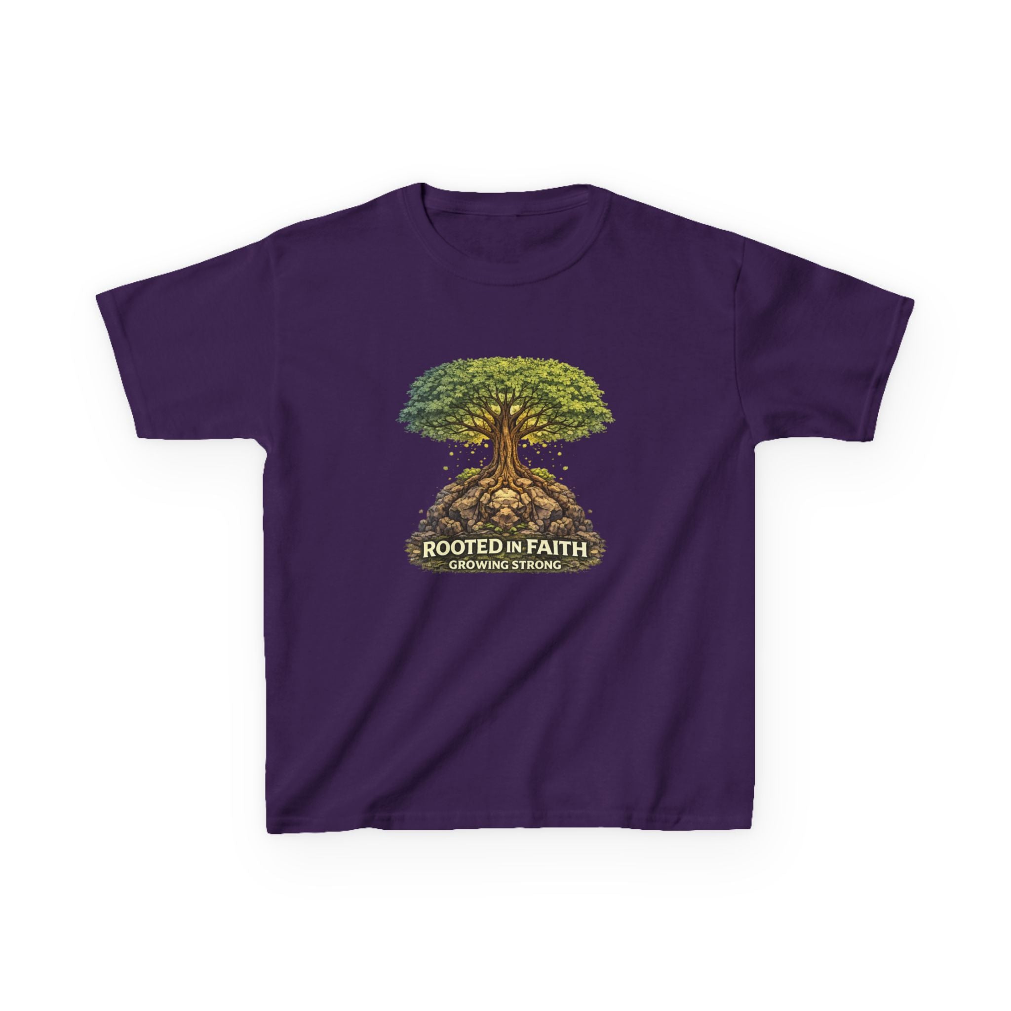 Kids Tee — 'Rooted in Faith' Tree Graphic
