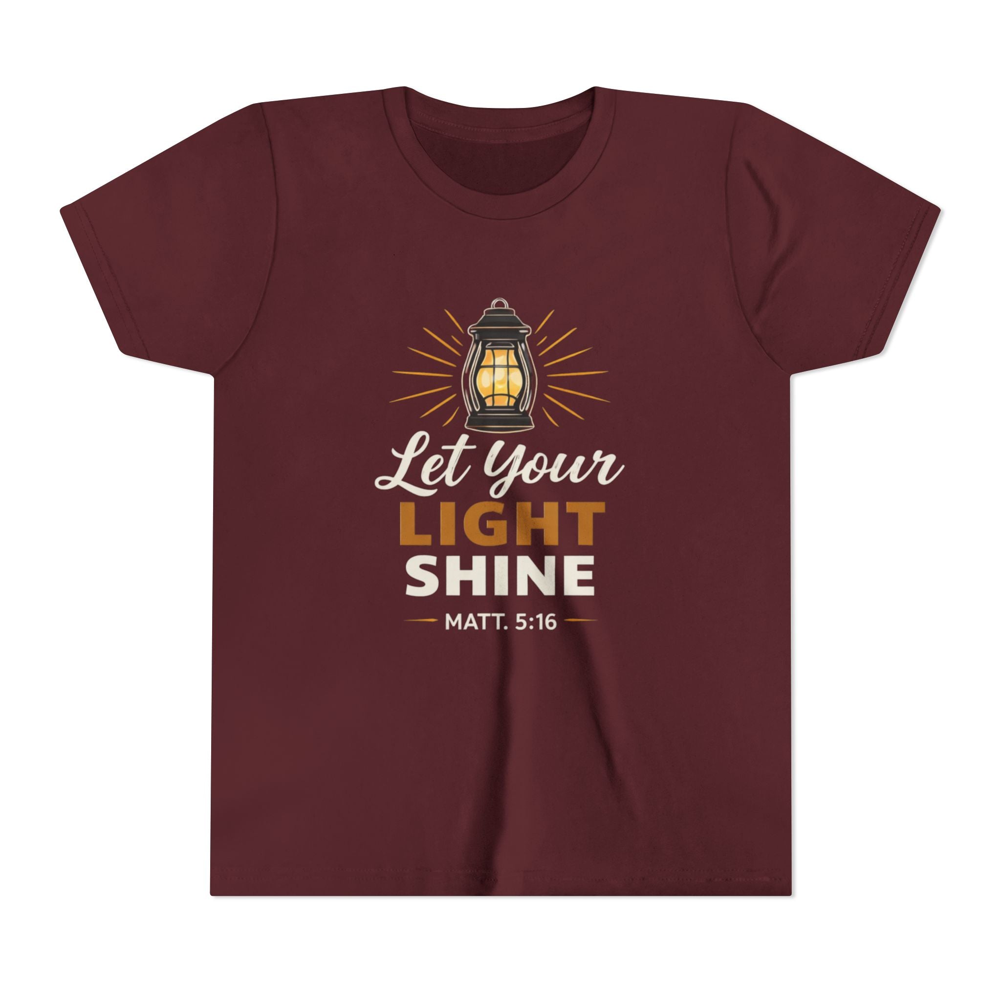 Boys Youth Tee — "Let Your Light Shine" Christian Lantern Shirt (Matt. 5:16)