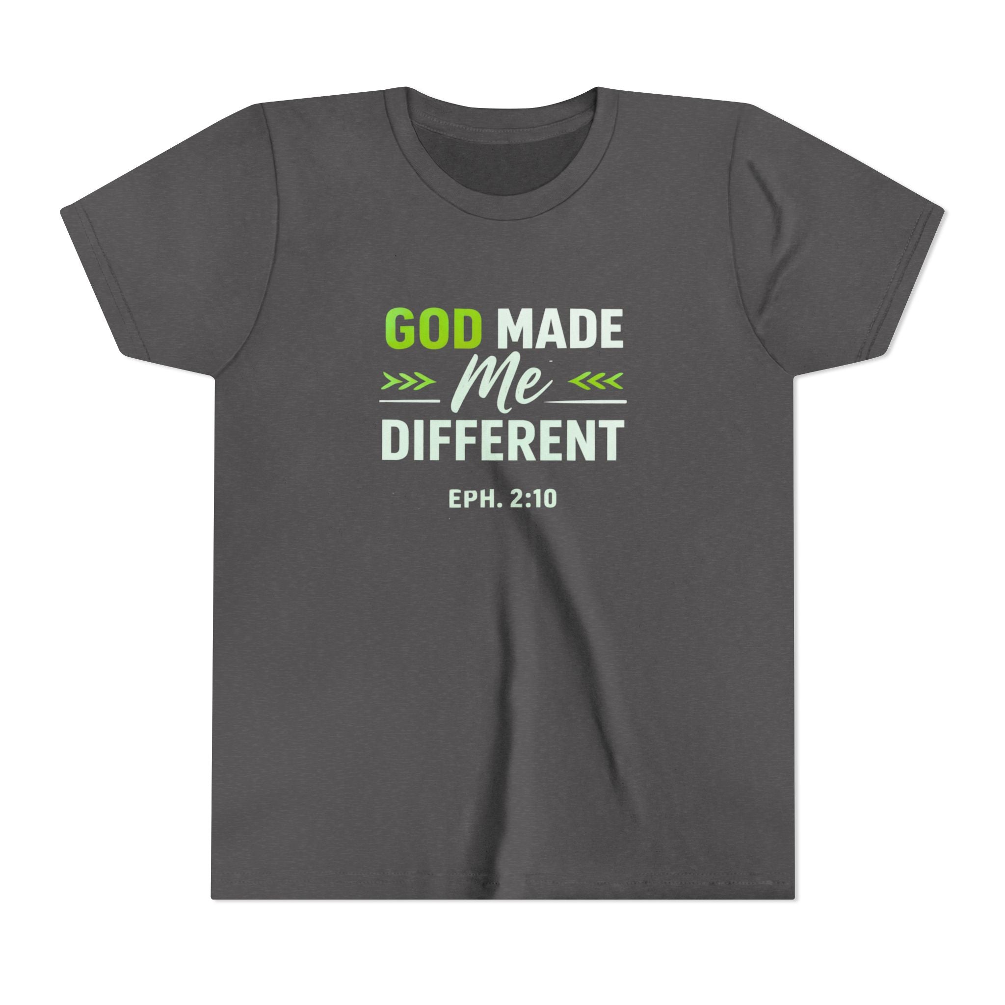 Boys Youth Tee - "God Made Me Different" Christian Faith Kids Shirt (Eph. 2:10)