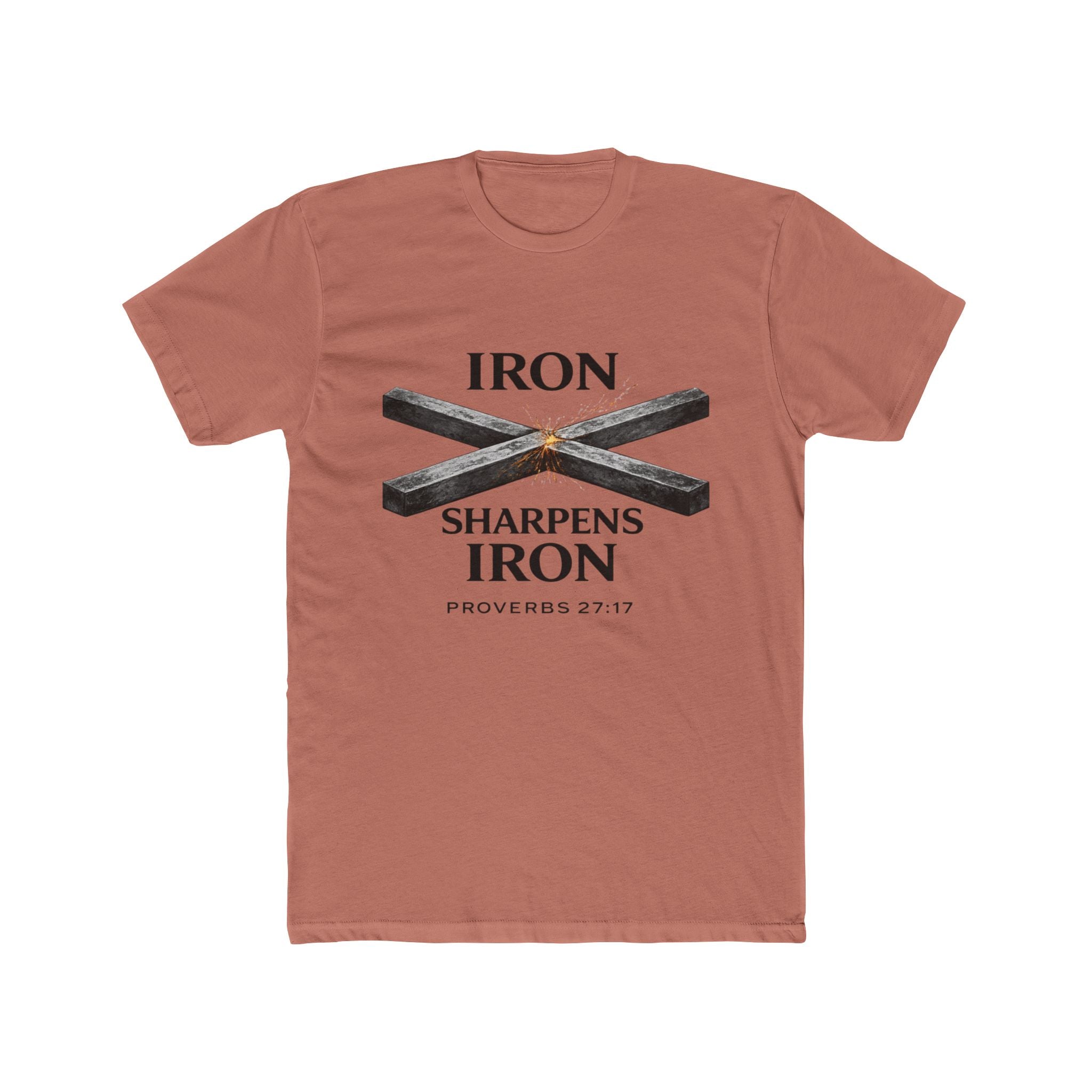 Iron Sharpens Iron T‑Shirt — Proverbs 27:17 Christian Tee