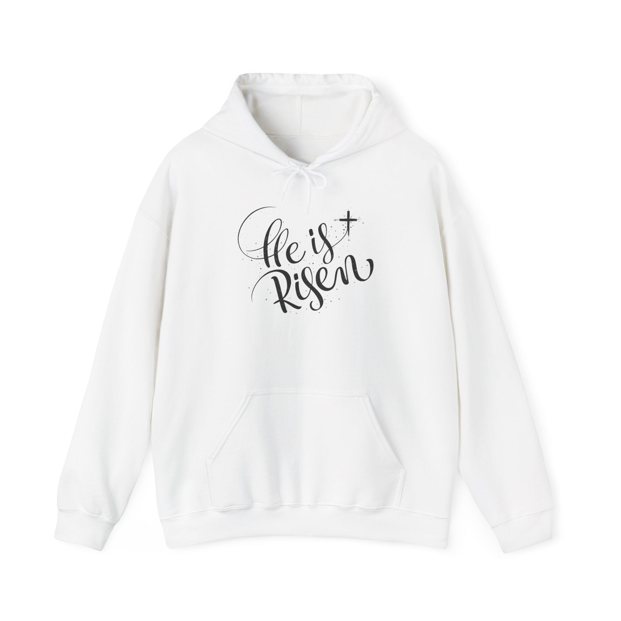Mens He Is Risen Hoodie – Christian Easter Scripture Pullover
