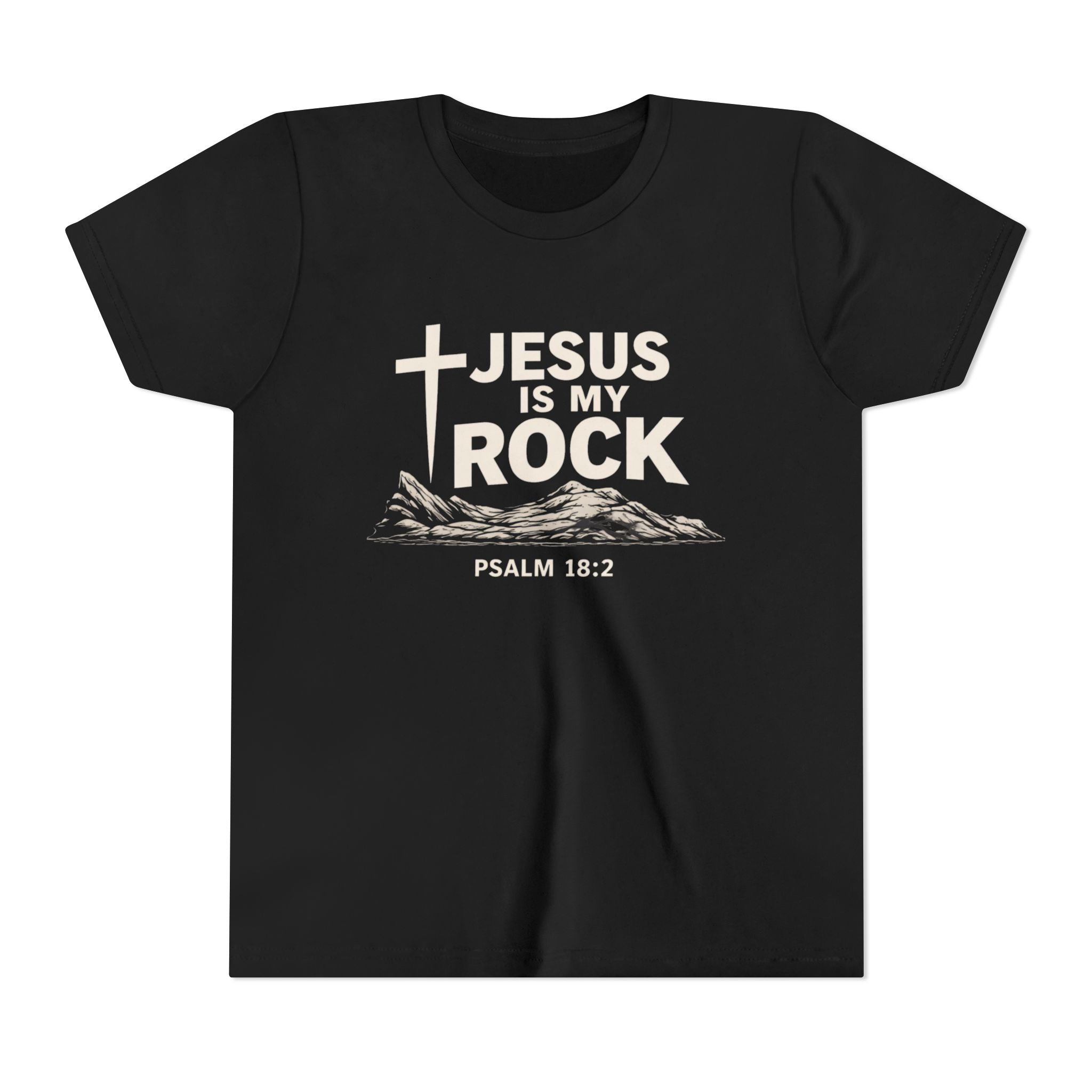 Boys Youth Tee — "Jesus Is My Rock" Psalm 18:2 Christian Kids T-Shirt