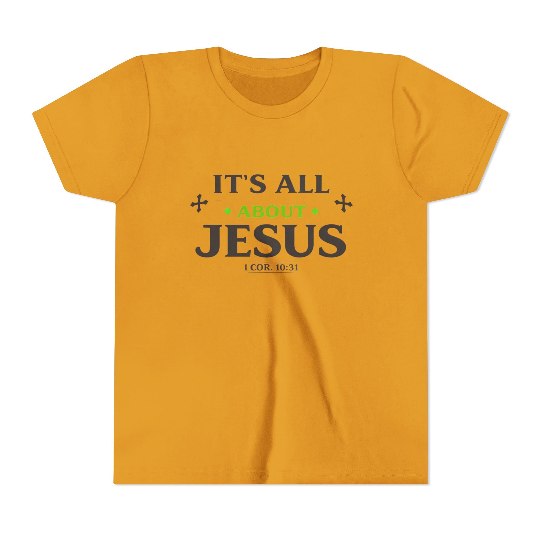 Boys Youth Tee - "It's All About Jesus" Christian Kids Shirt (1 Cor. 10:31)