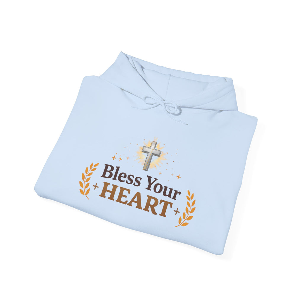 Womens Bless Your Heart Hoodie  Christian Cross Faith Pullover
