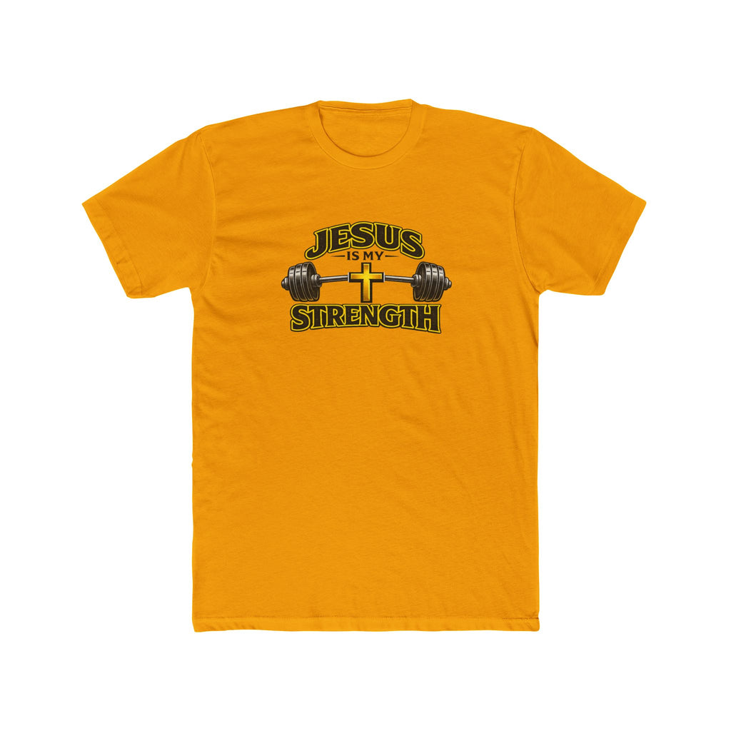 Jesus Is My Strength T-Shirt | Cross & Barbell Christian Faith Workout Tee