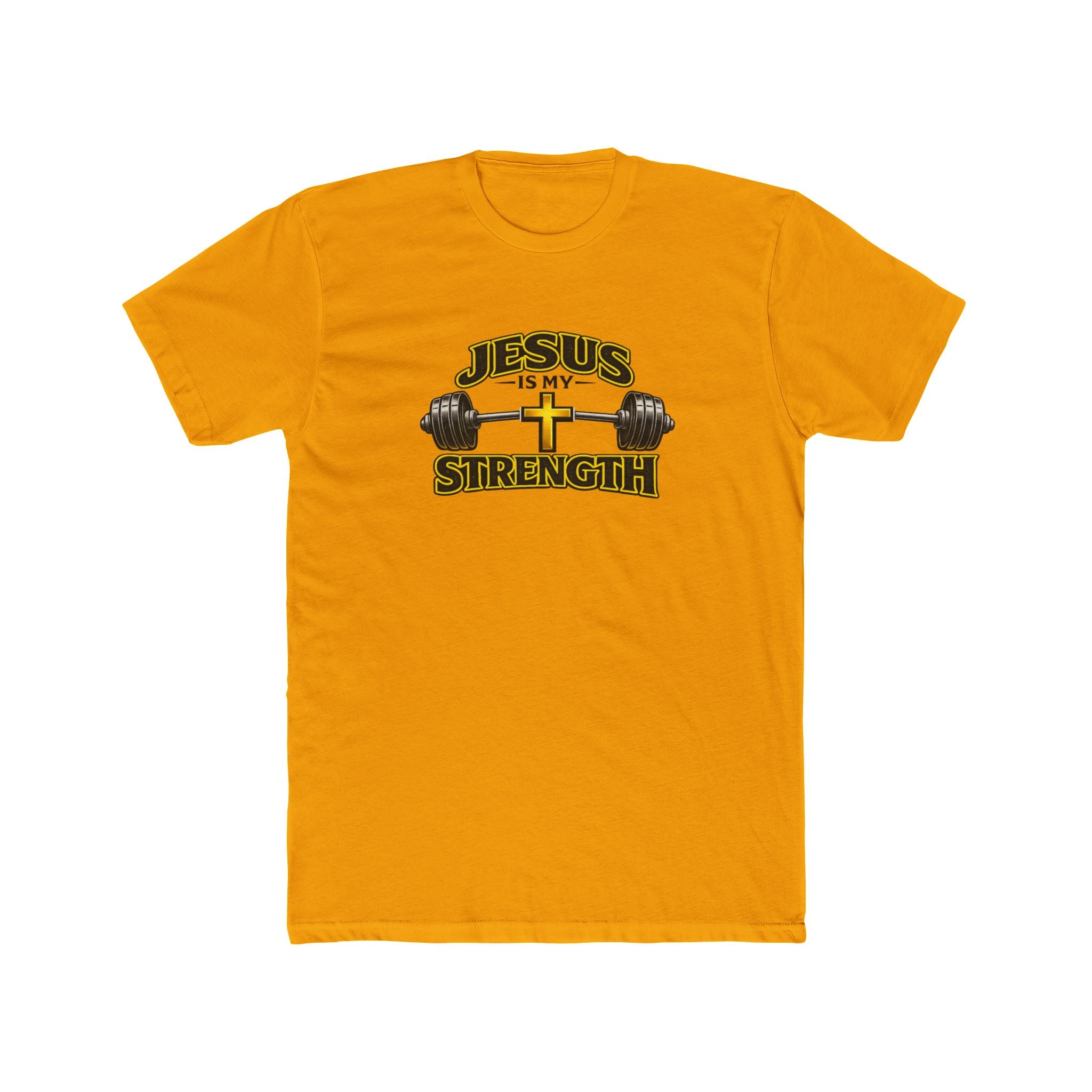 Jesus Is My Strength T-Shirt | Cross & Barbell Christian Faith Workout Tee
