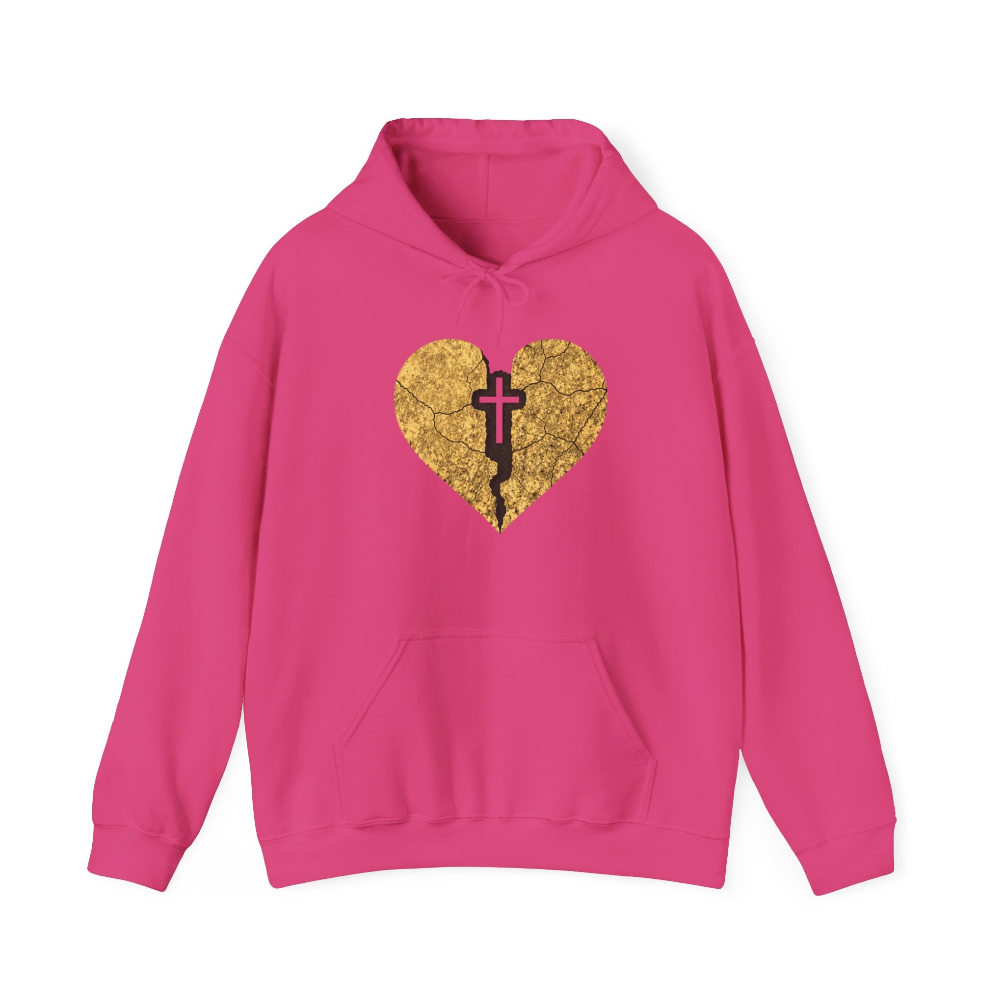 Womens Gold Heart Cross Hoodie — Christian Faith Pullover