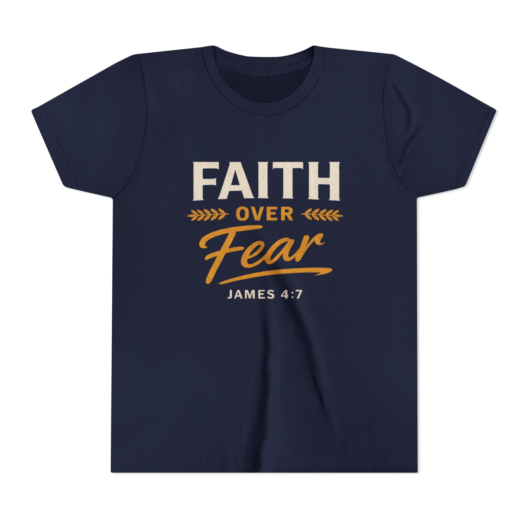 Girl Faith Over Fear Youth Tee | James 4:7 Christian Kids Shirt