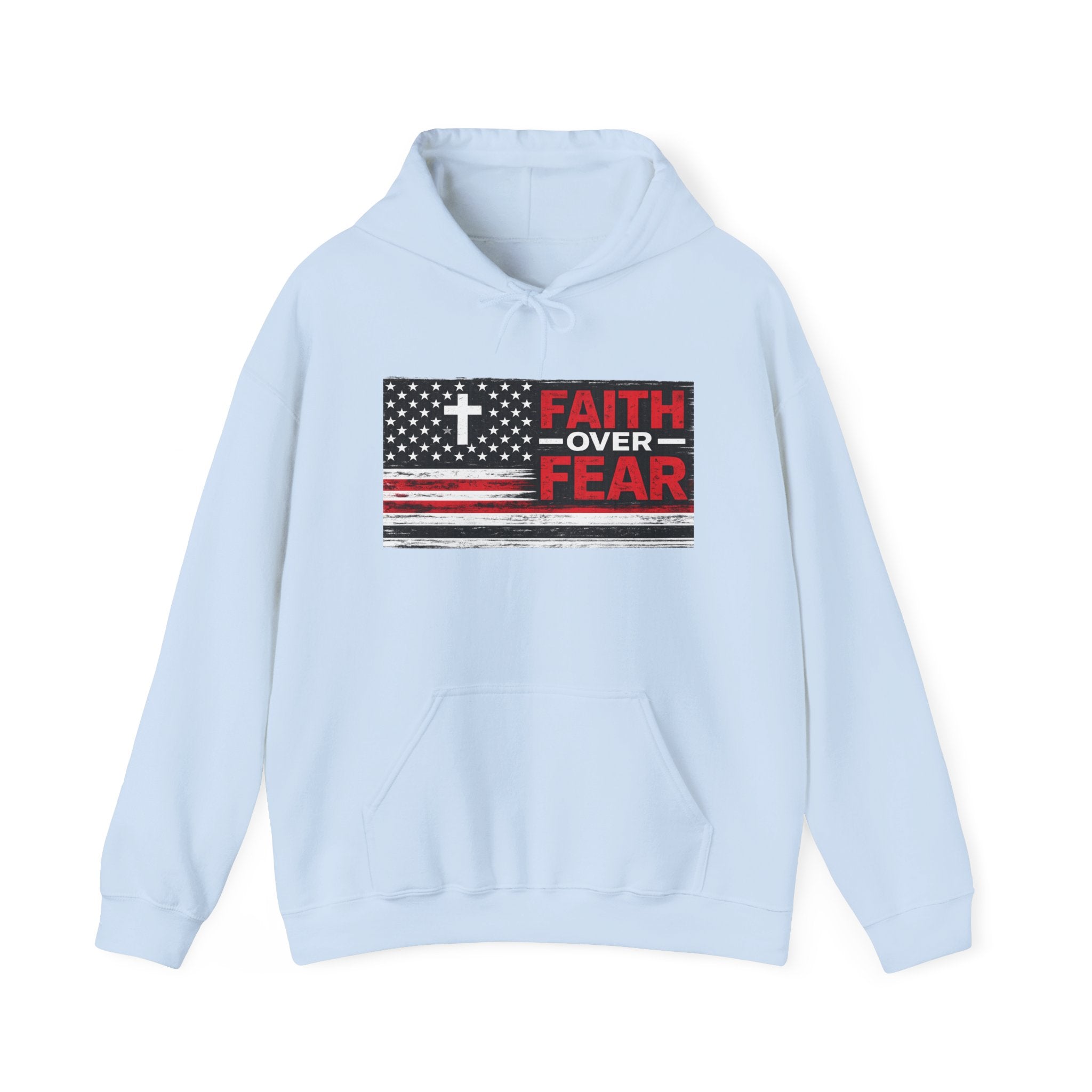 Faith Over Fear Hoodie — Christian Flag Cross Pullover