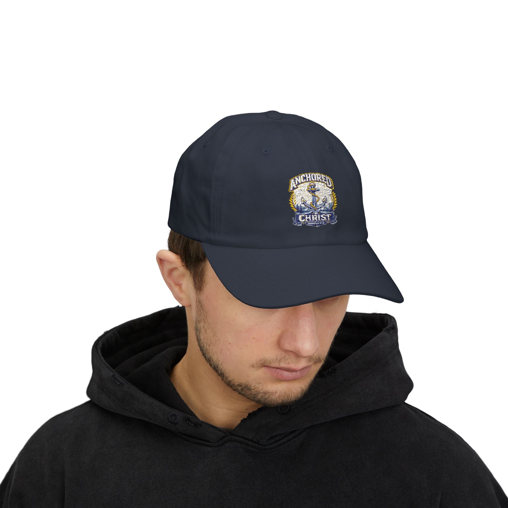 Anchored in Christ Dad Cap — Christian Anchor Baseball Hat