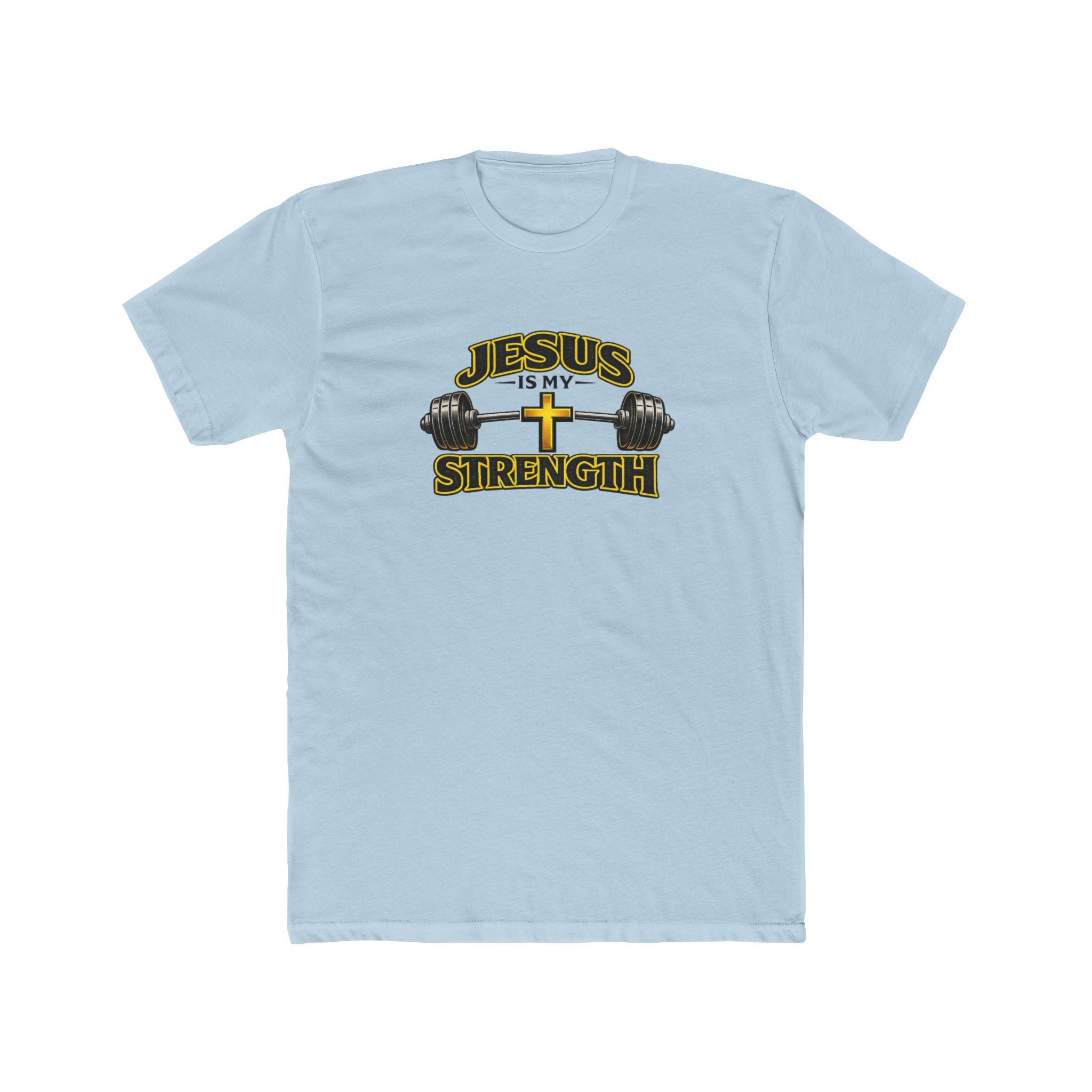 Jesus Is My Strength T-Shirt | Cross & Barbell Christian Faith Workout Tee