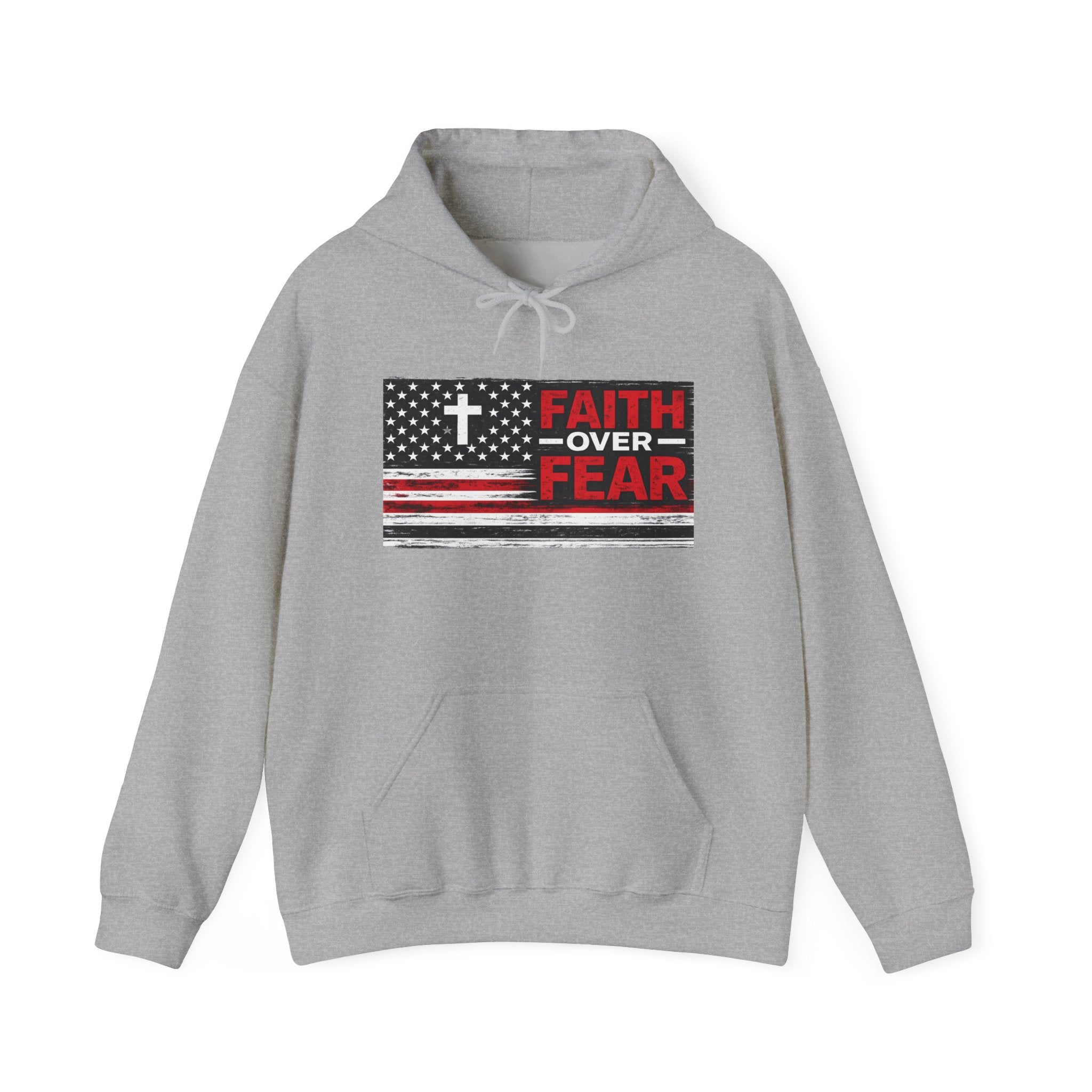 Faith Over Fear Hoodie — Christian Flag Cross Pullover