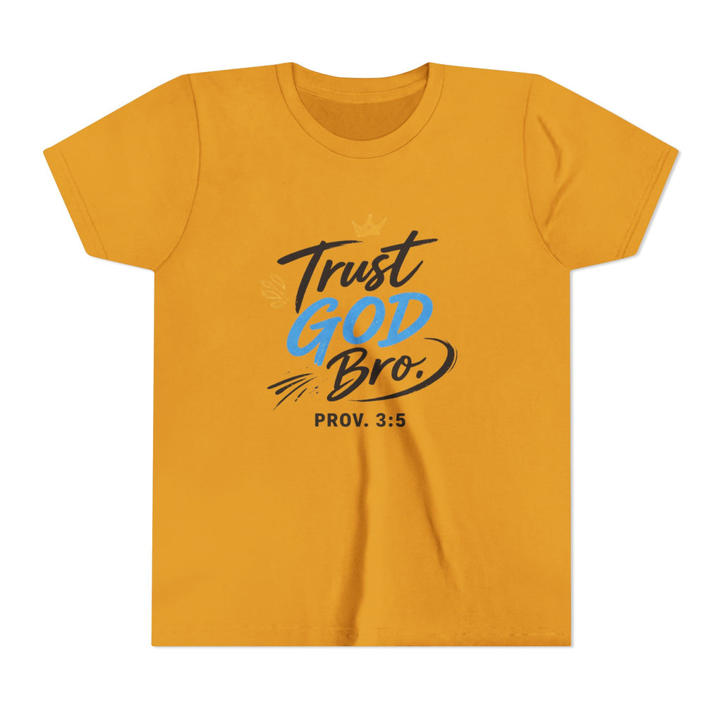 Boys Trust God Bro Youth Tee – Prov. 3:5 Faith Graphic Shirt