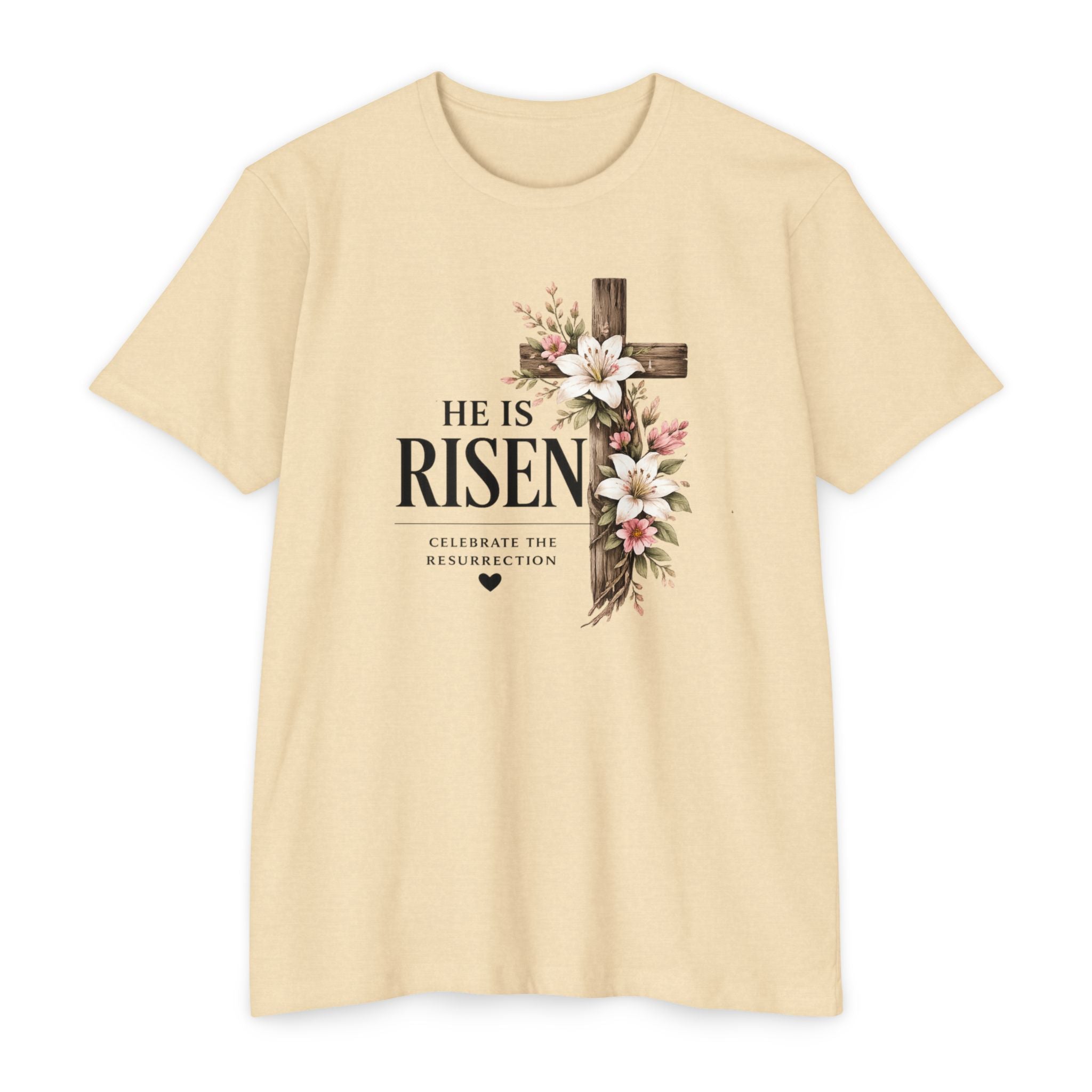 Womens He Is Risen crown of thorns T-Shirt | Resurrection Easter Christian Tee