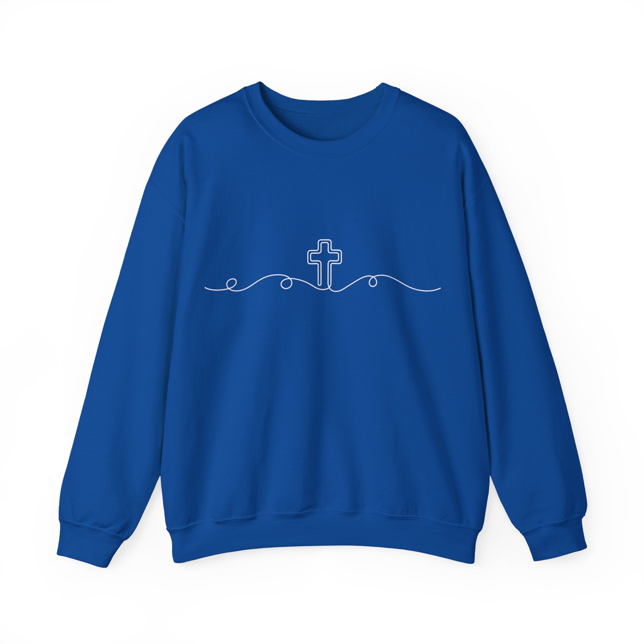Womens Minimal Cross Line Crewneck Sweatshirt