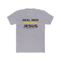 Real Men Follow Jesus Cotton Tee — Matthew 4:19 Christian Faith T-Shirt