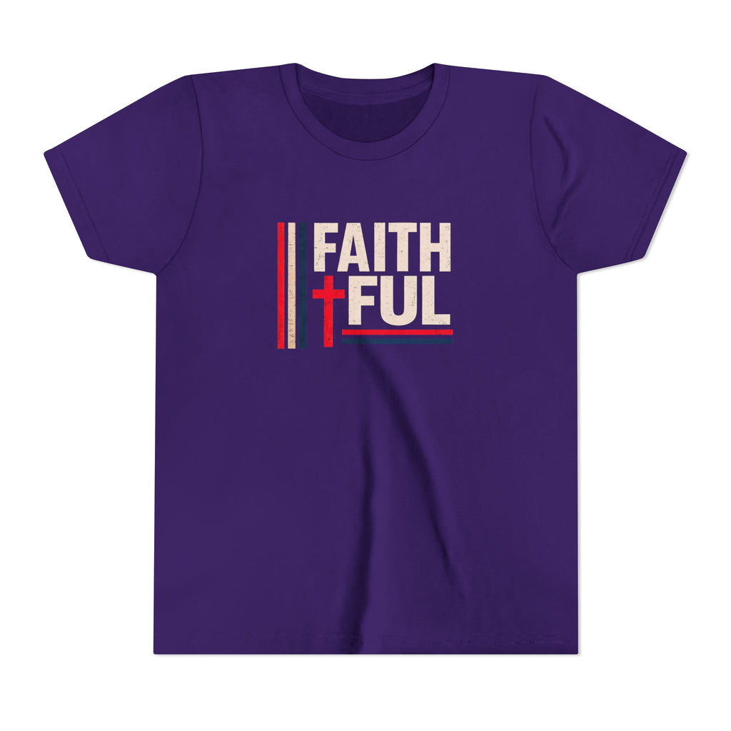 Boys Faithful Youth Tee — Christian Kids Shirt with Cross Graphic