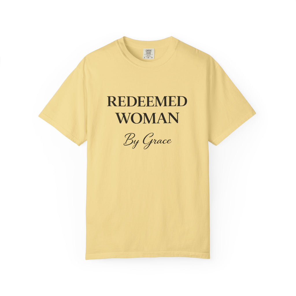 Redeemed Woman T-Shirt — "By Grace" Christian Faith Tee