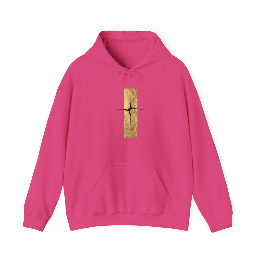 Women Kintsugi Gold Crack Hoodie — Minimal Vertical Repair Art Pullover