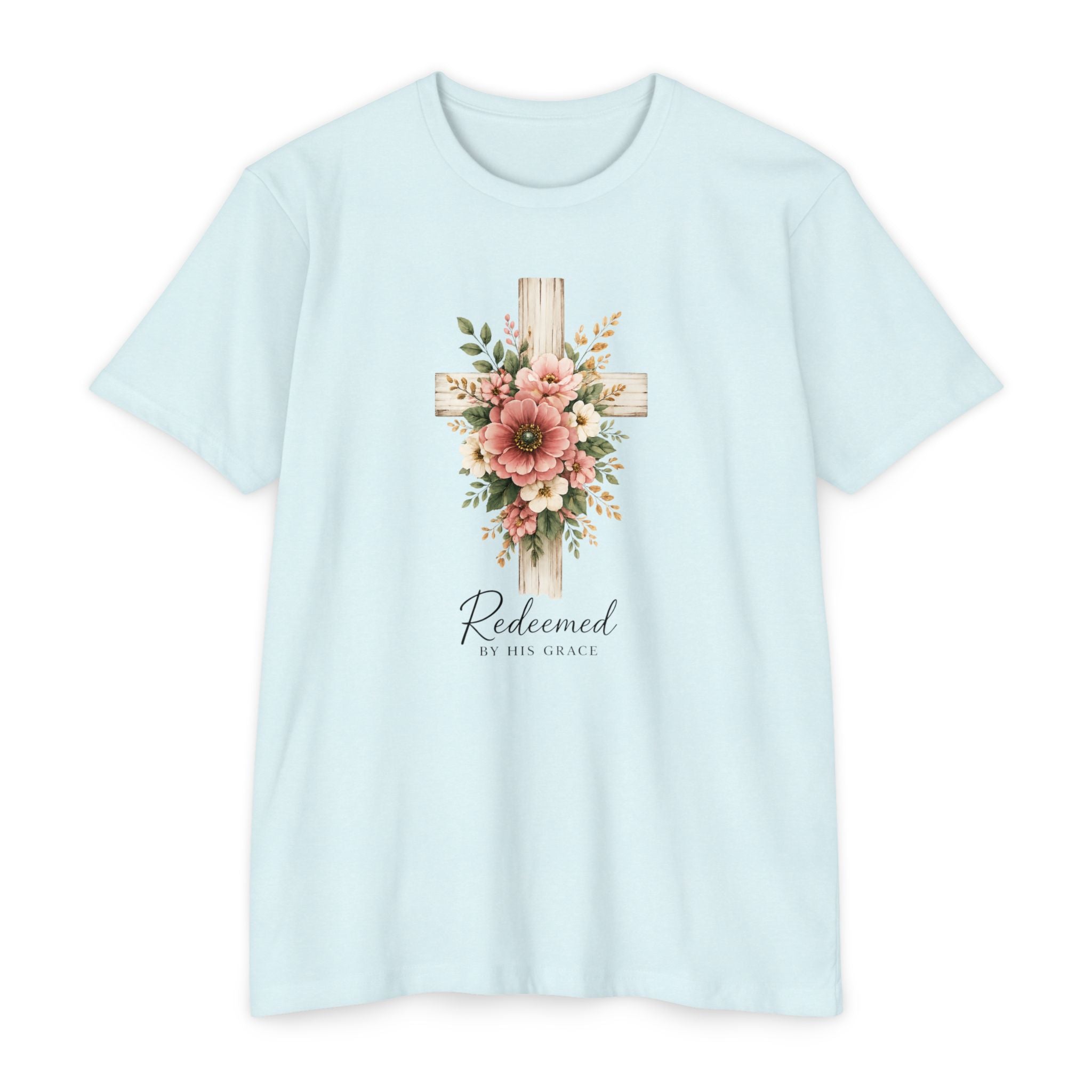 Womens Floral Cross Bouquet T-shirt | Botanical Flower Cross Graphic