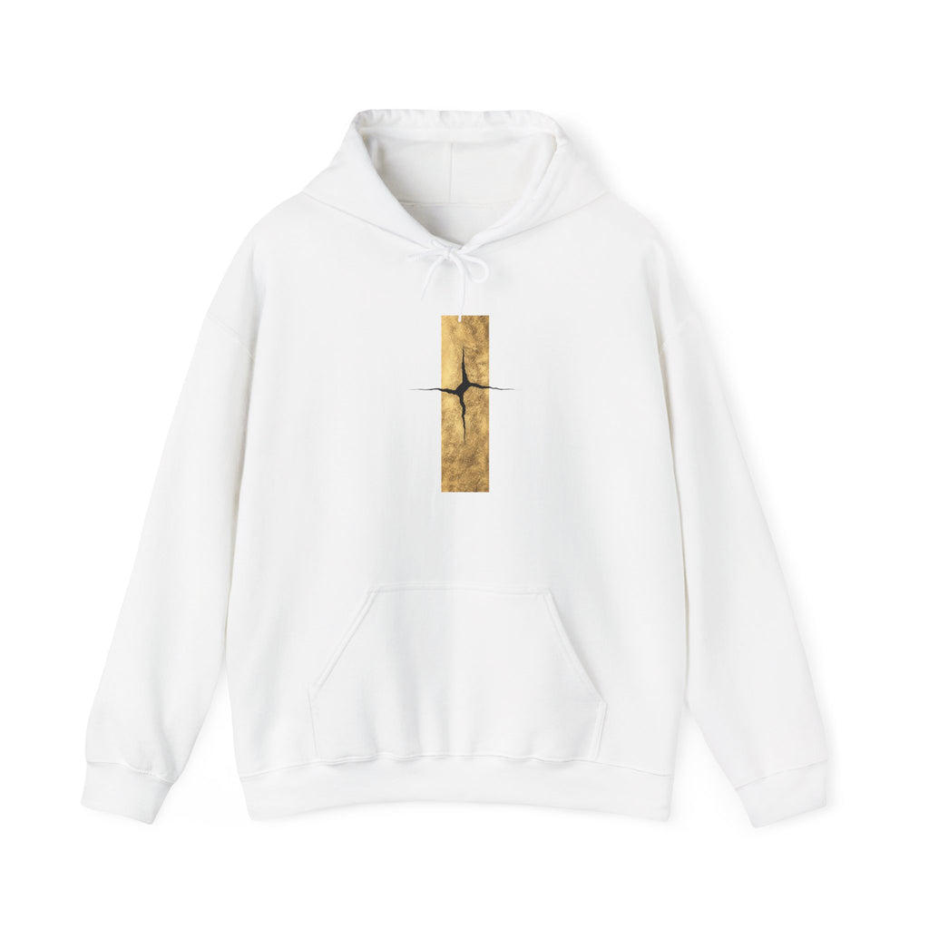 Women Kintsugi Gold Crack Hoodie — Minimal Vertical Repair Art Pullover