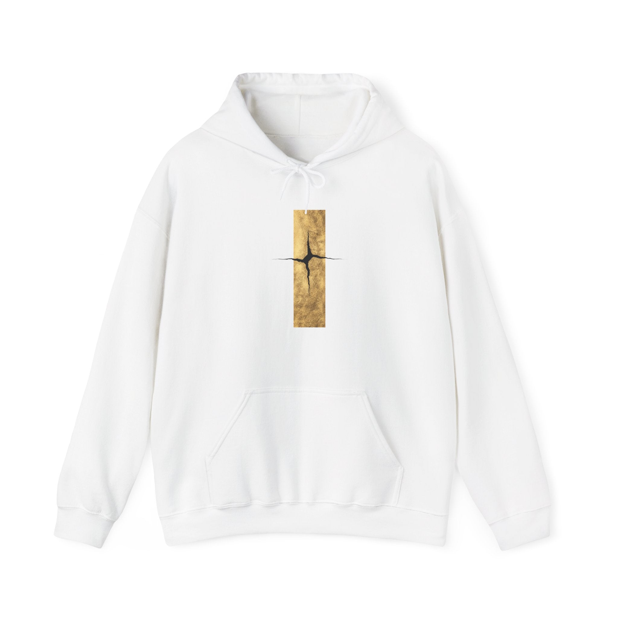 Women Kintsugi Gold Crack Hoodie — Minimal Vertical Repair Art Pullover