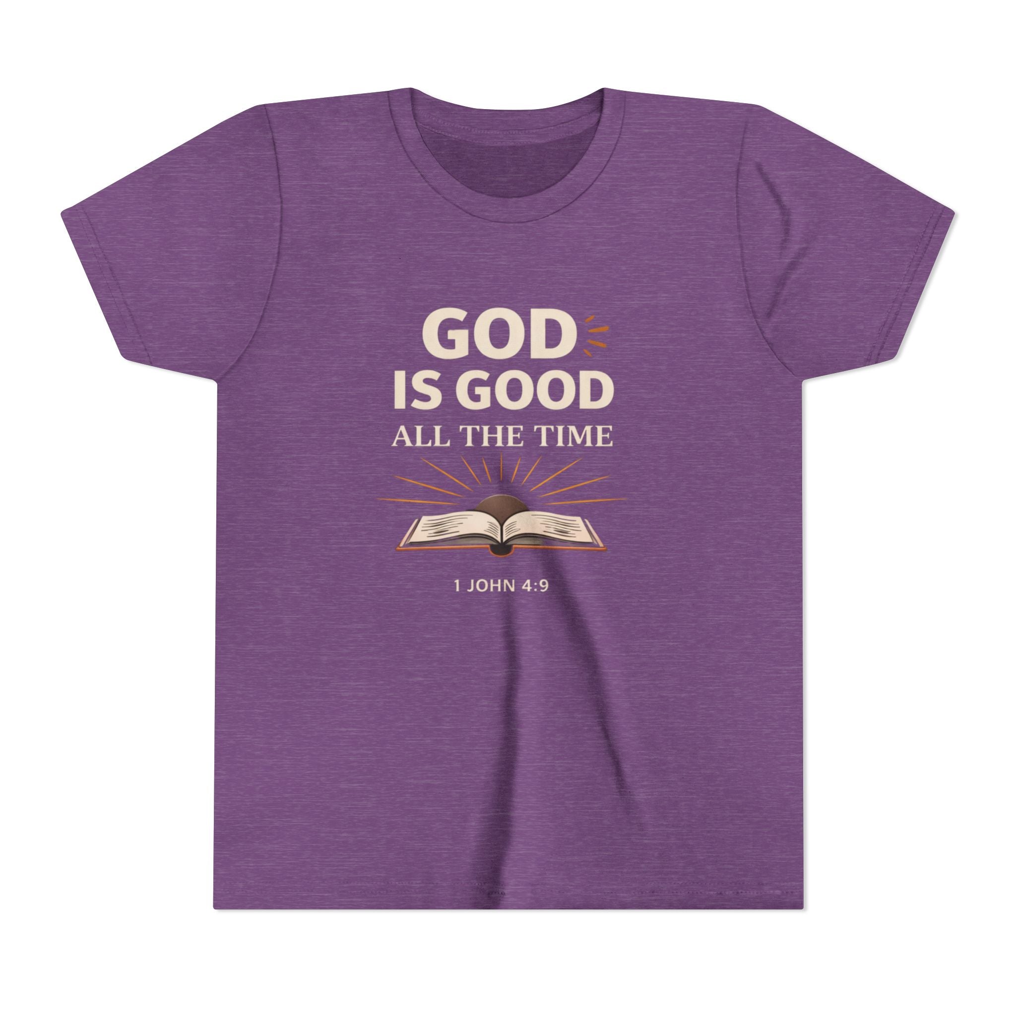 Boys Youth T-Shirt — "God Is Good All The Time" Bible Verse Tee (1 John 4:9)