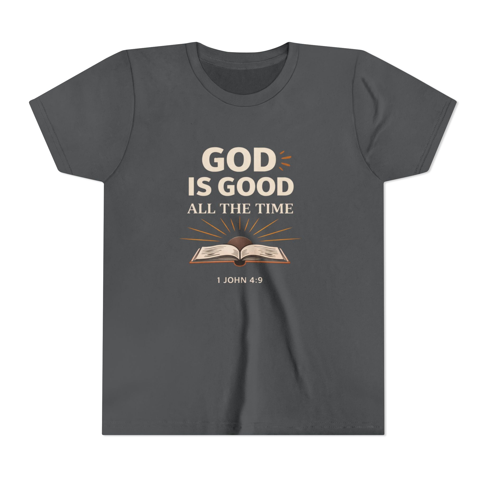 Boys Youth T-Shirt — "God Is Good All The Time" Bible Verse Tee (1 John 4:9)