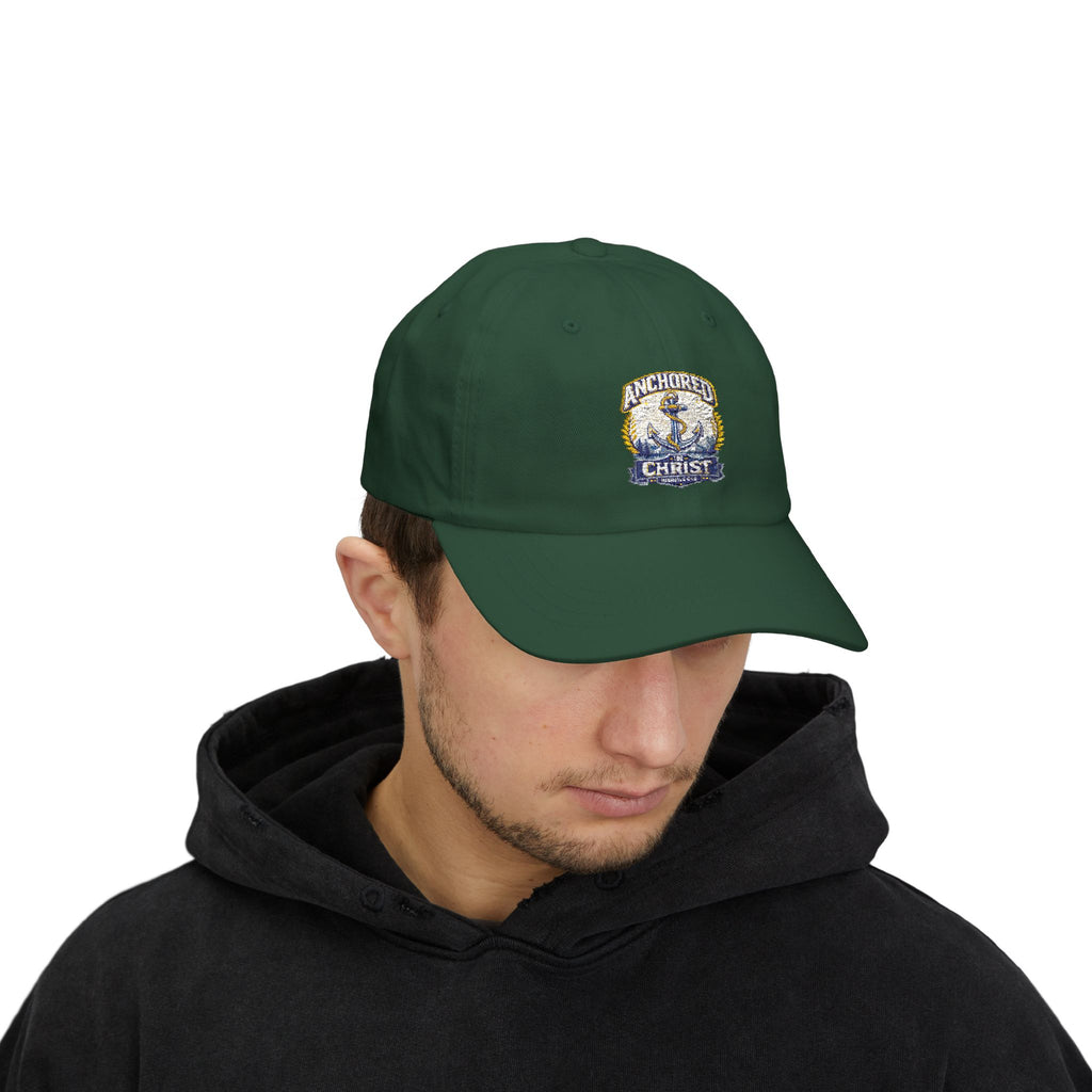 Anchored in Christ Dad Cap — Christian Anchor Baseball Hat