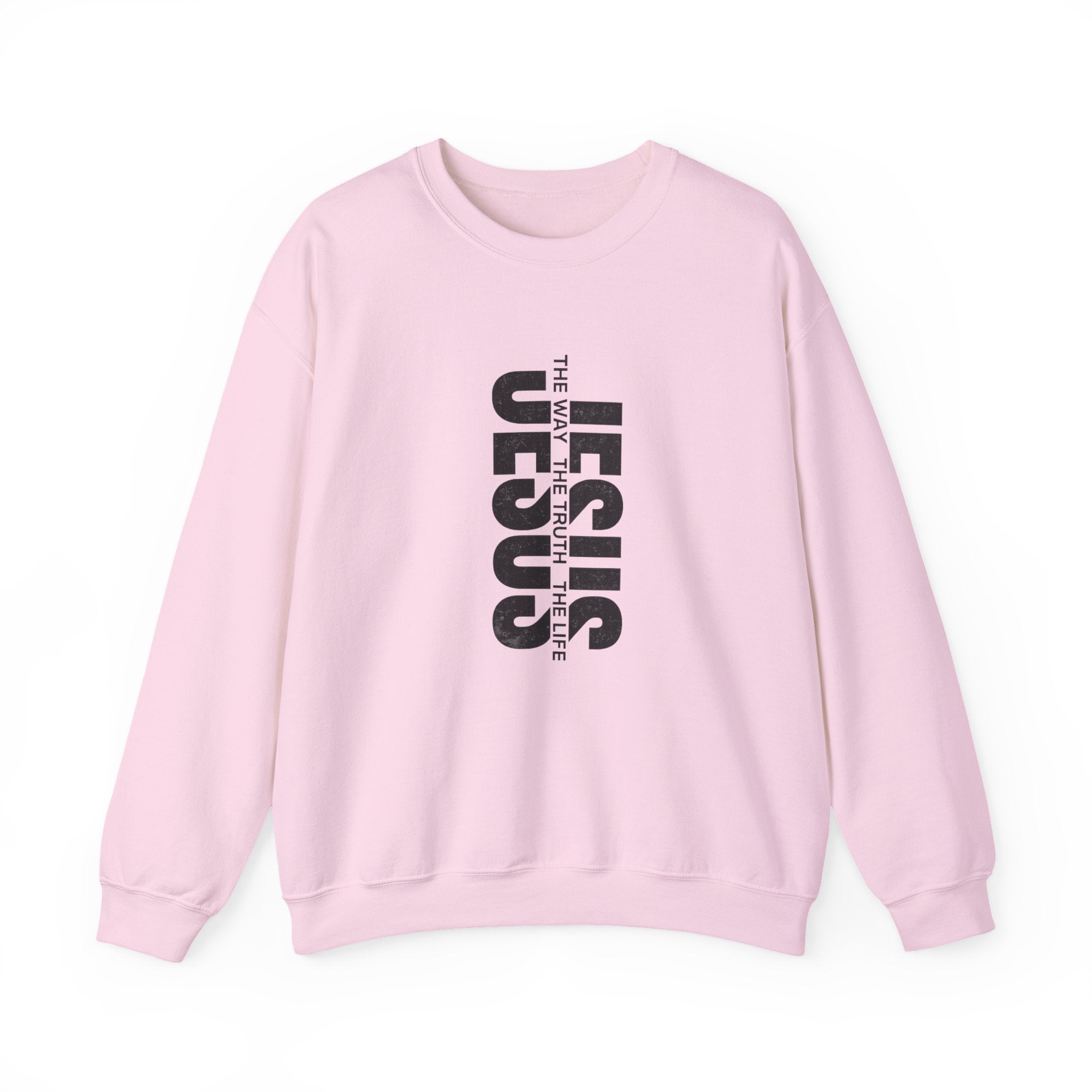 Womens Jesus Vertical Text Crewneck Sweatshirt — The Lamb Is Alive Christian Pullover