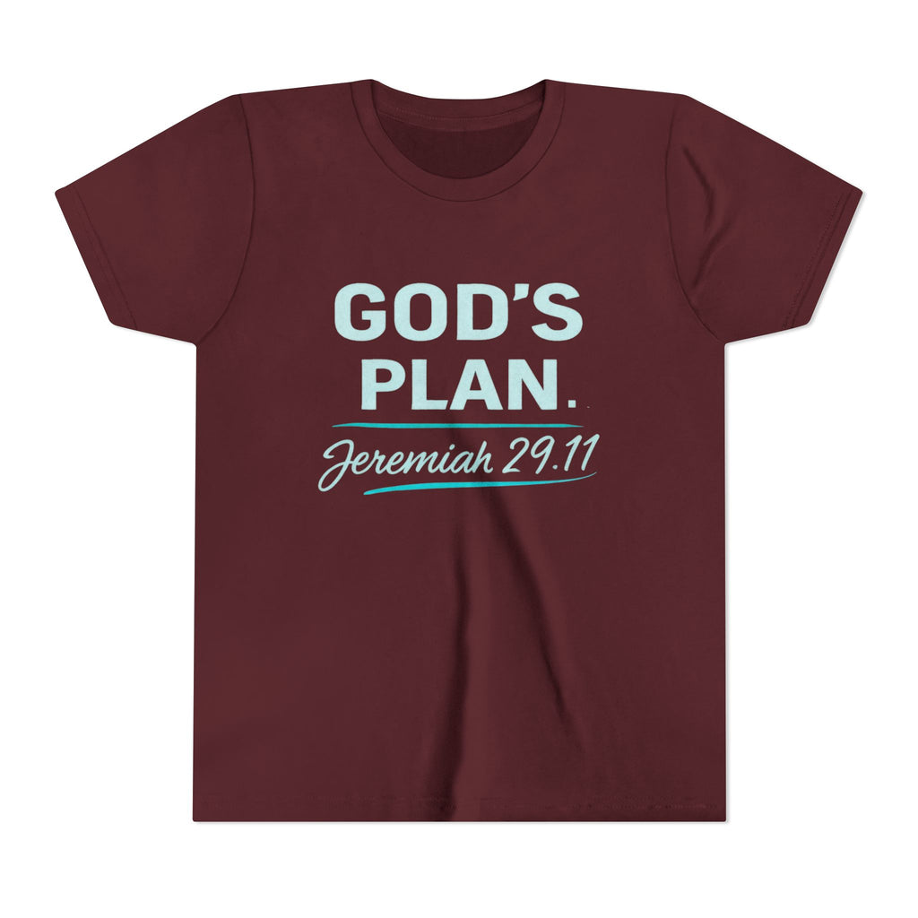 Youth Tee — "God's Plan" Jeremiah 29:11 Christian Faith Shirt