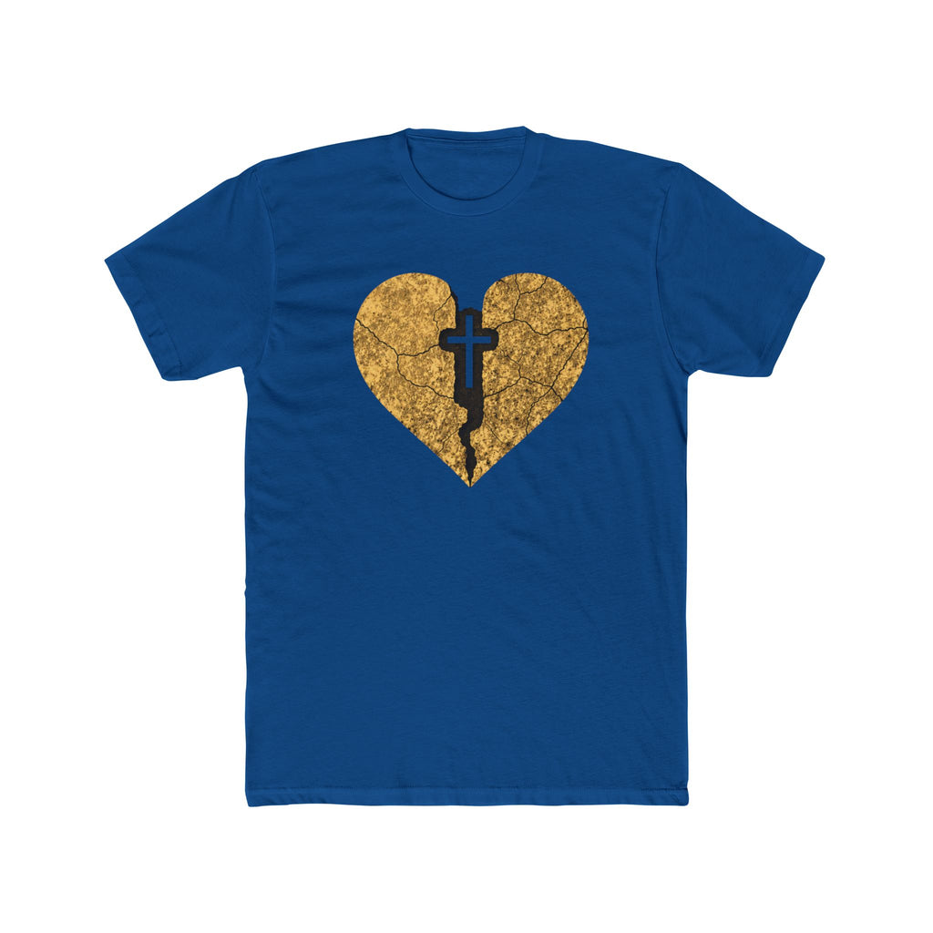 Cracked Gold Heart with Cross T-Shirt | Christian Faith Tee
